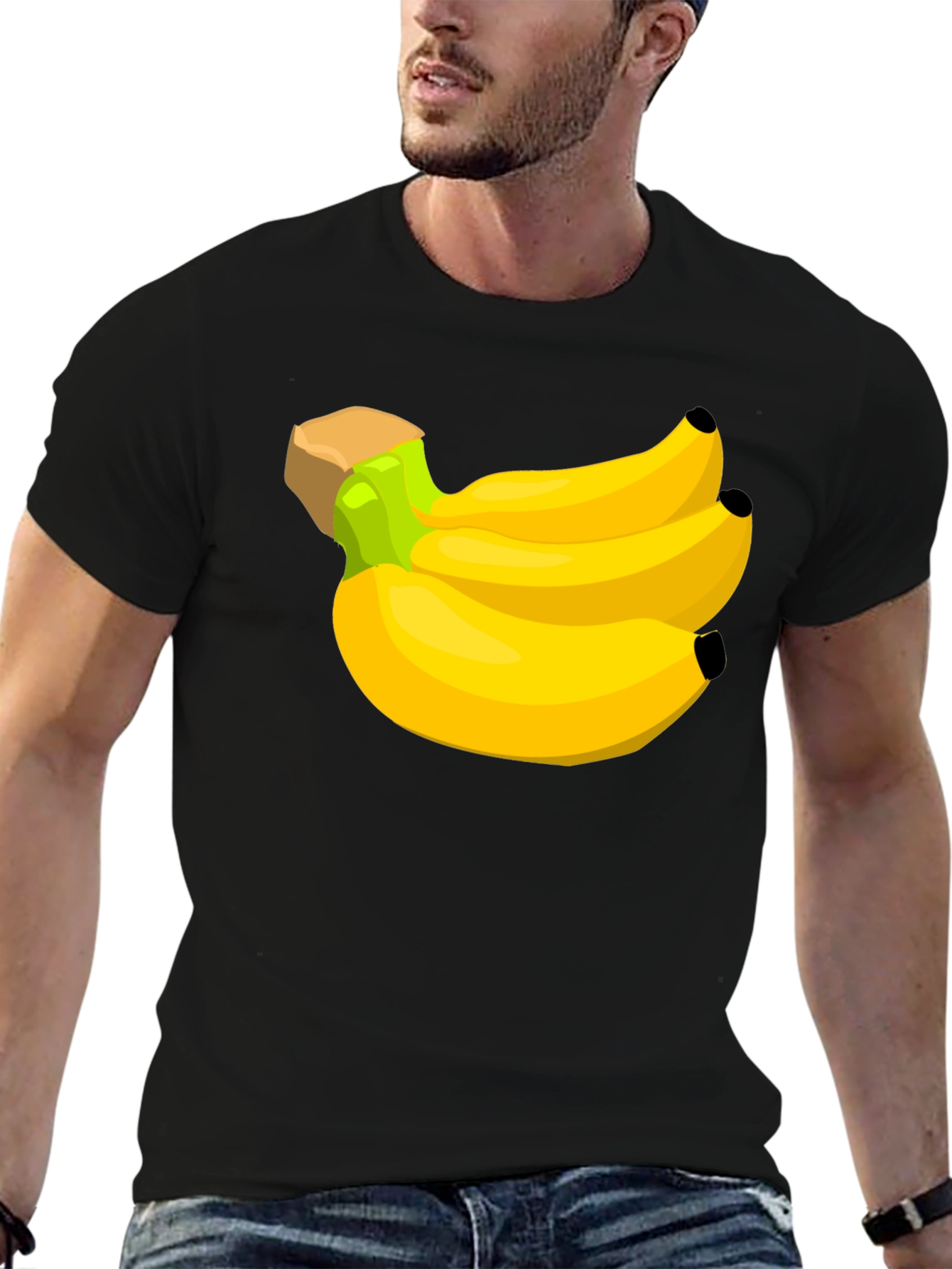 Banana Bunch Graphic Tee - Black Cotton T-Shirt