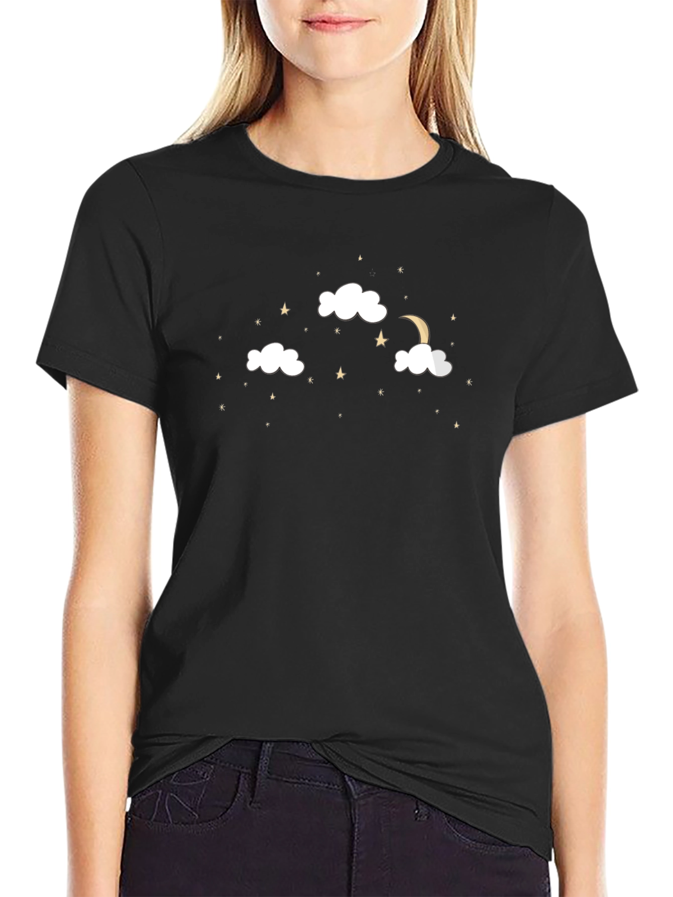 Night Sky T-Shirt - Stars & Moon Design