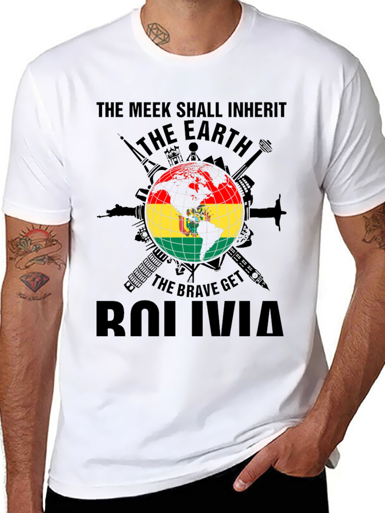 Bolivia Earth Flag T-Shirt - Meek Shall Inherit