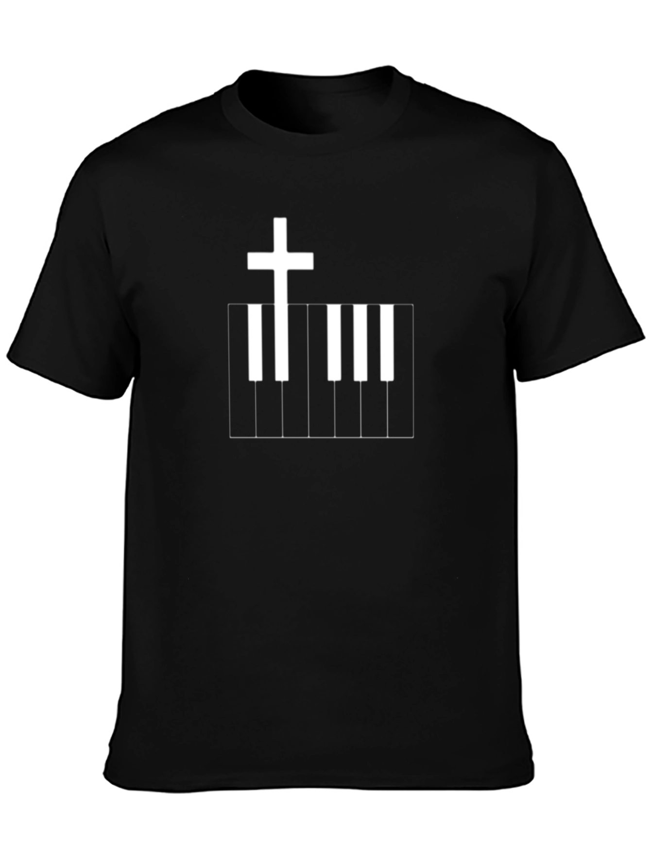 Christian Cross Piano Keyboard Graphic Tee