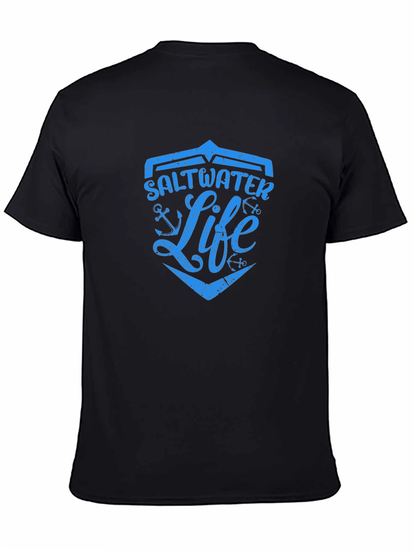 Saltwater Life Graphic Print Black T-Shirt