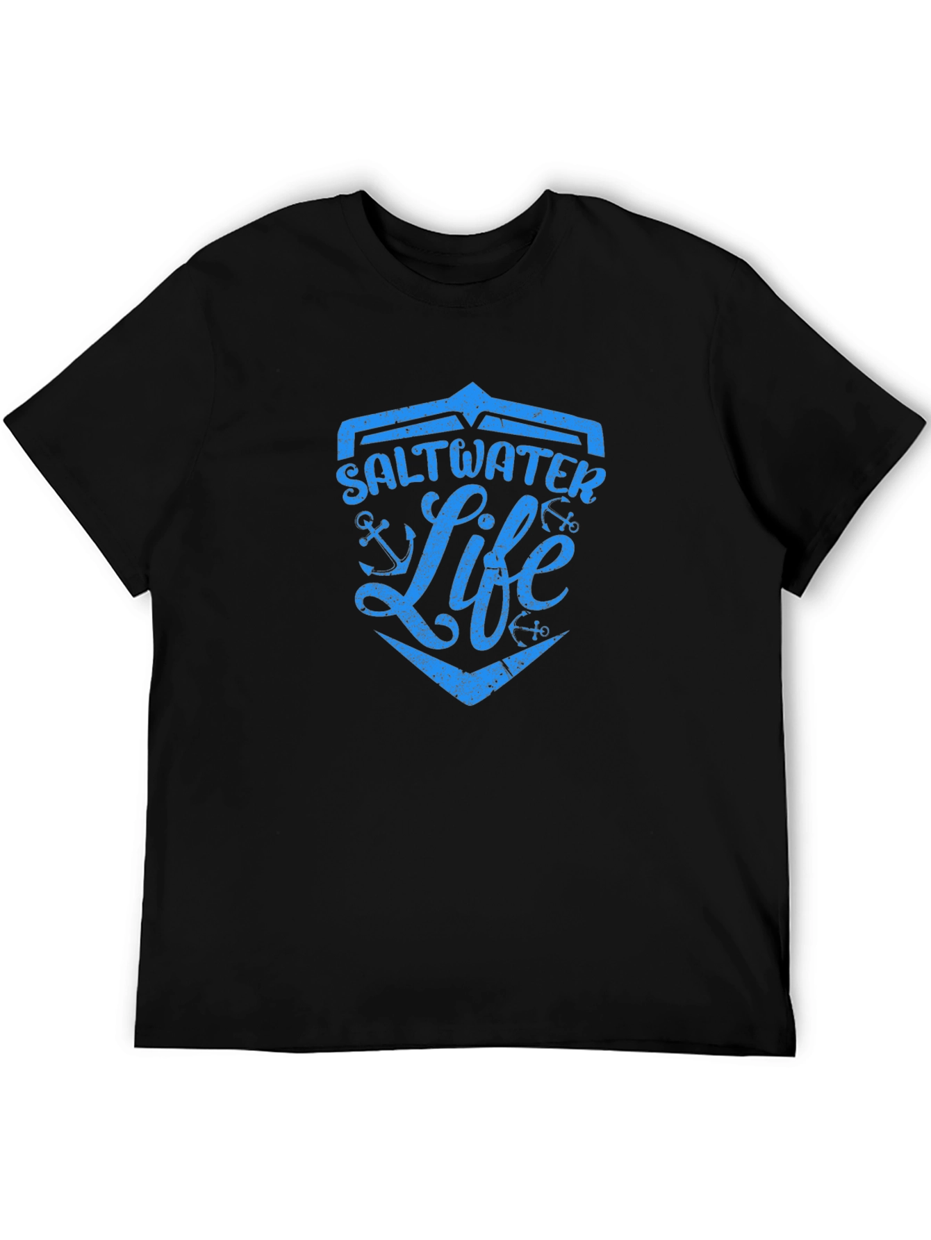 Saltwater Life Graphic Print Black T-Shirt