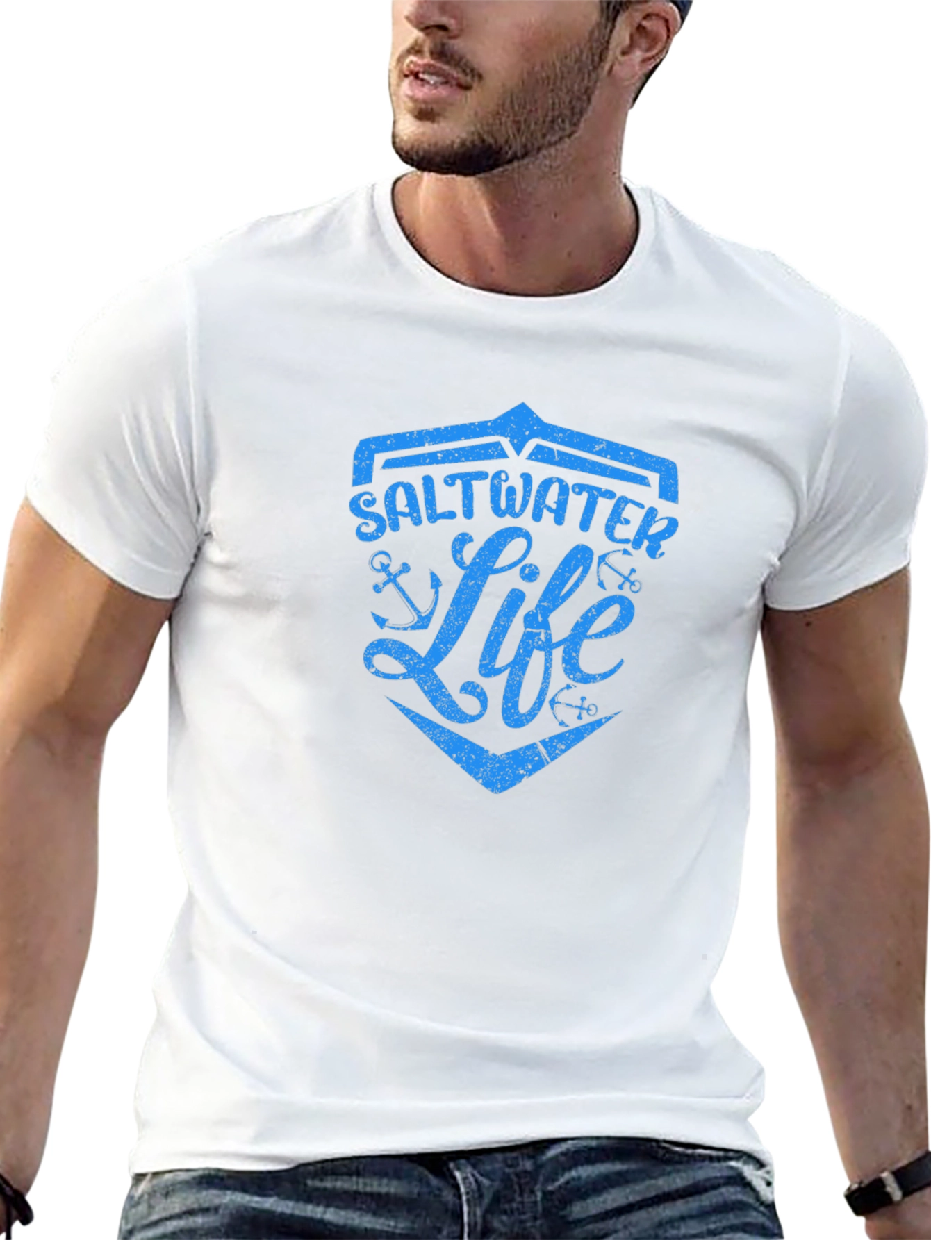 Saltwater Life Graphic Print Black T-Shirt