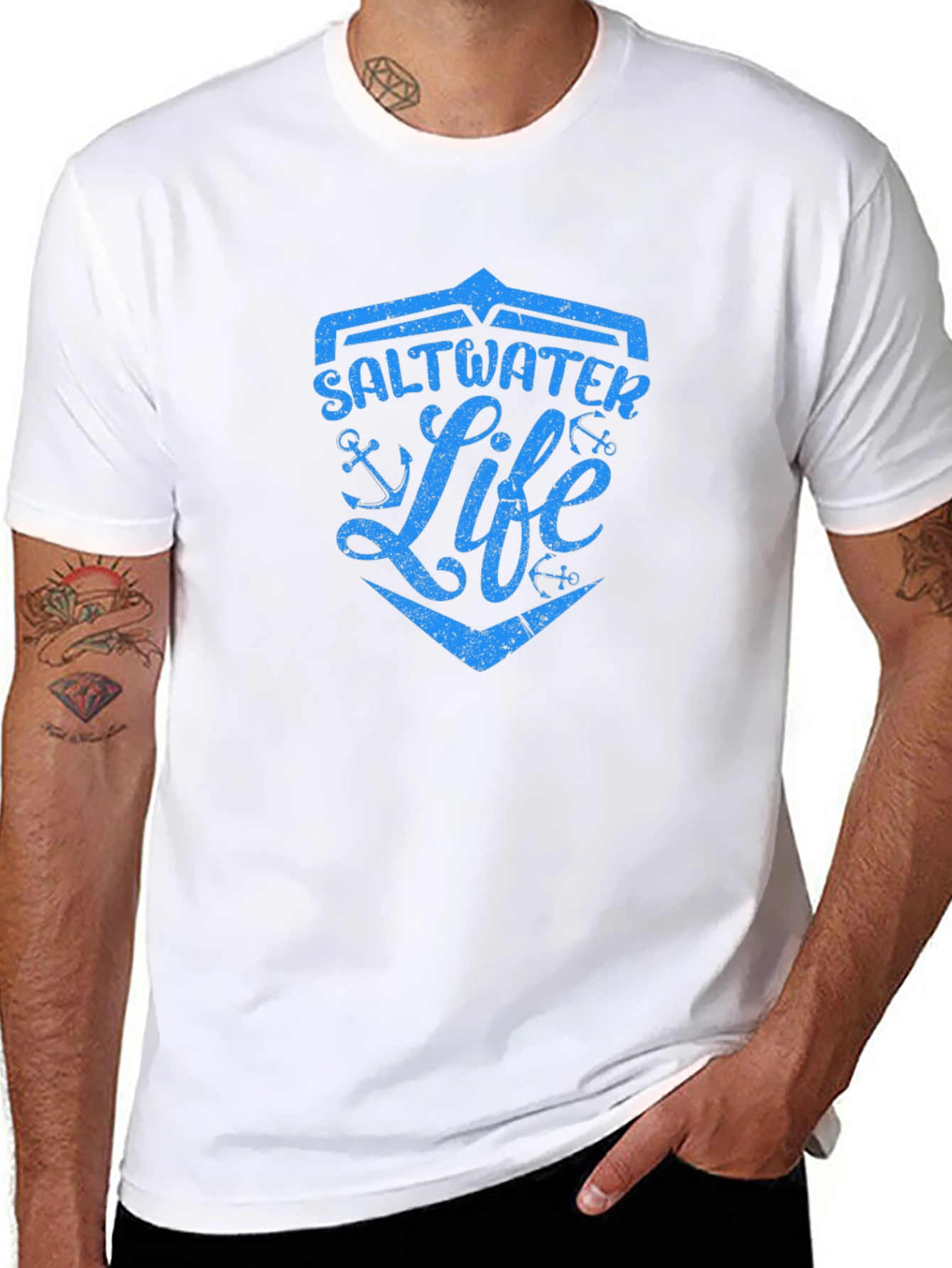 Saltwater Life Graphic Print Black T-Shirt
