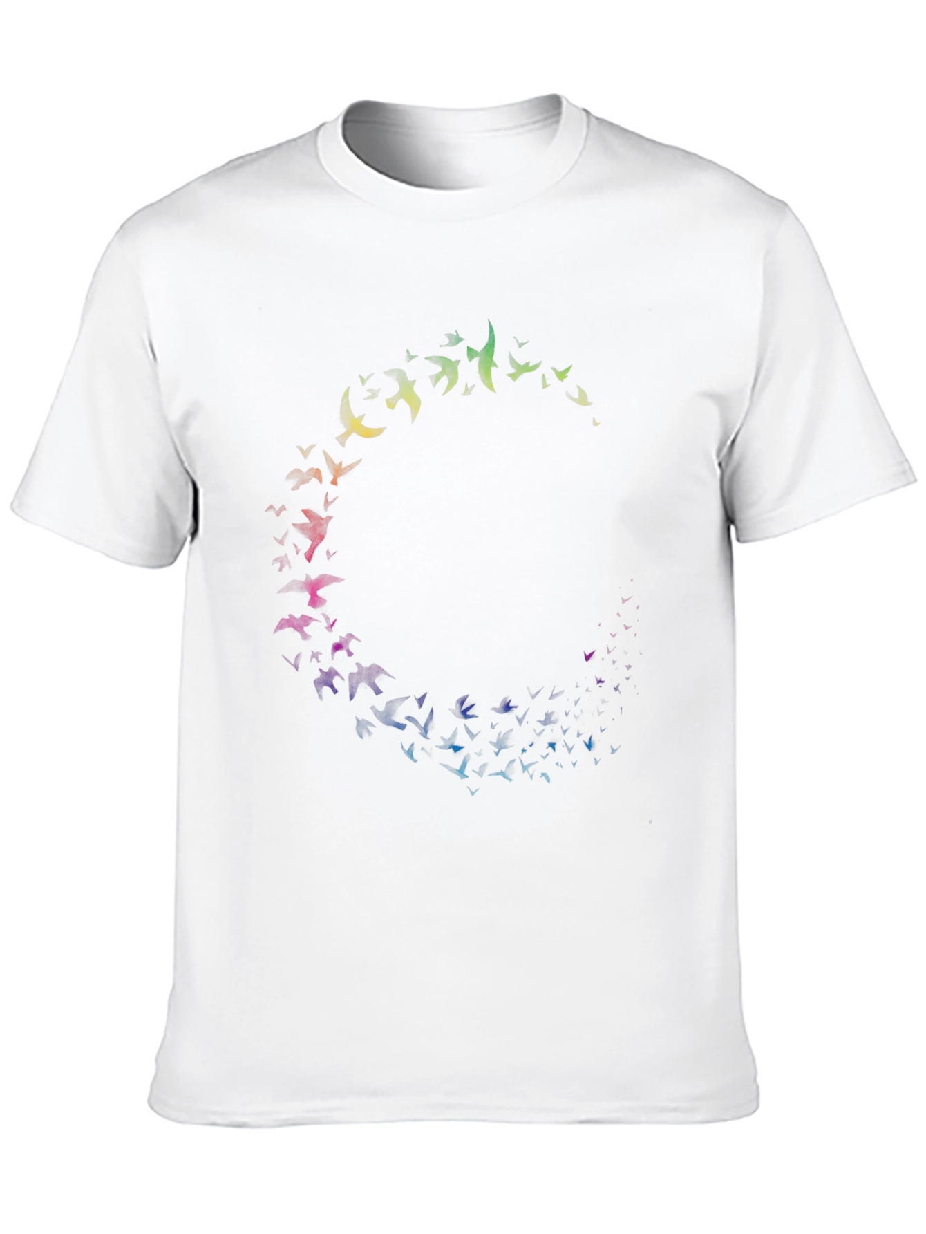 Rainbow Bird Circle Black T-Shirt