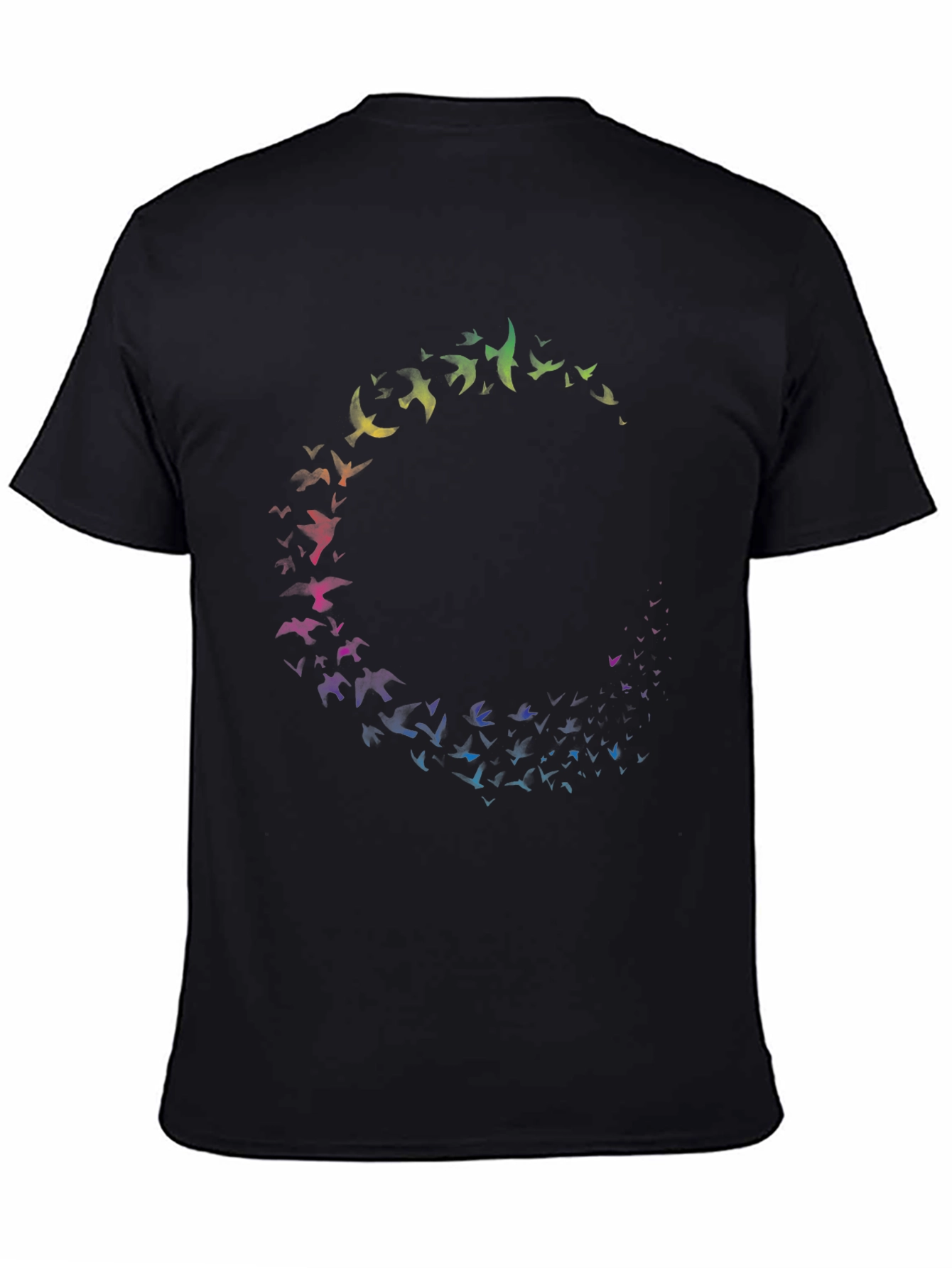 Rainbow Bird Circle Black T-Shirt