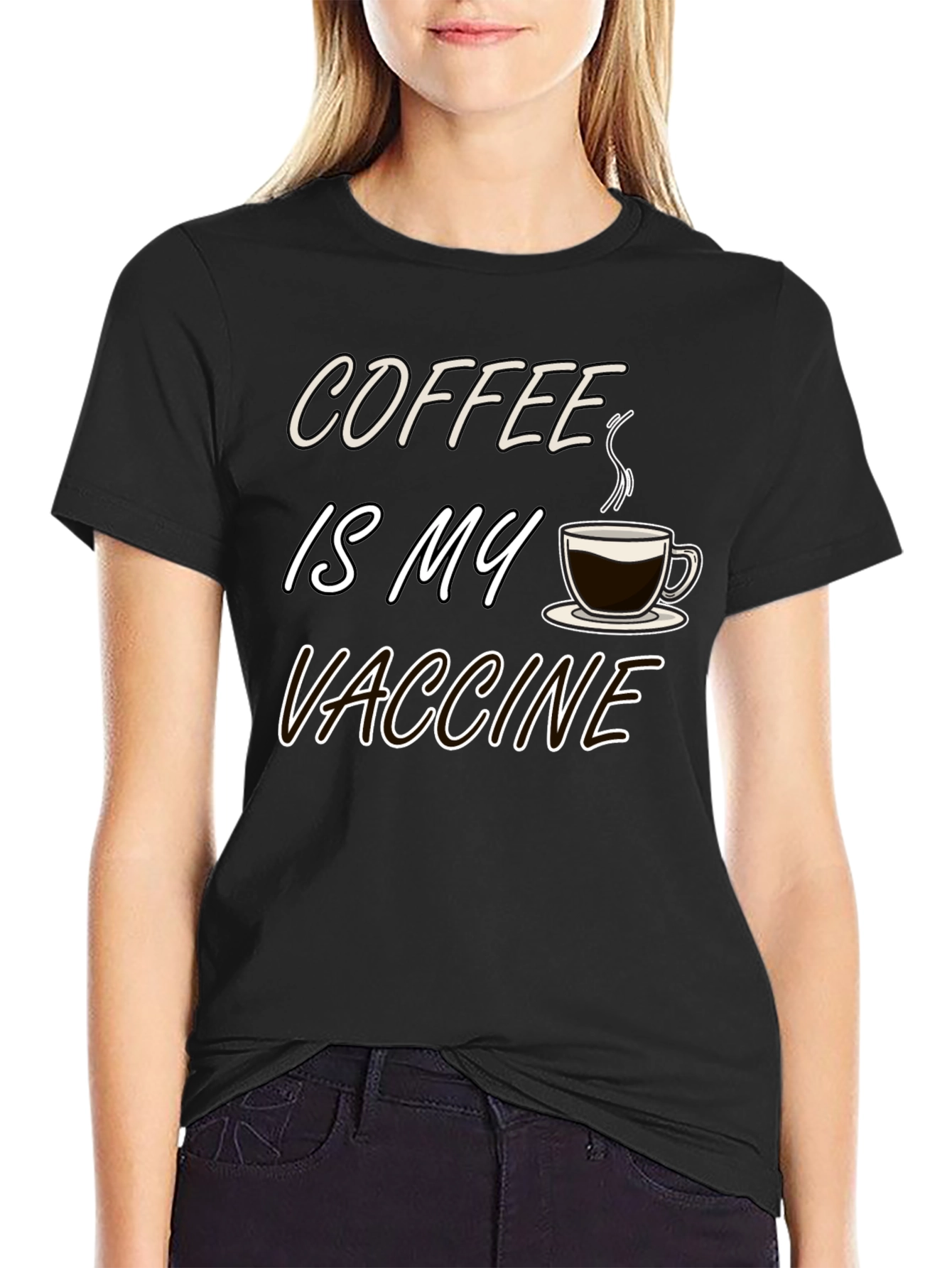 Coffee is My Vaccine Black T-Shirt
