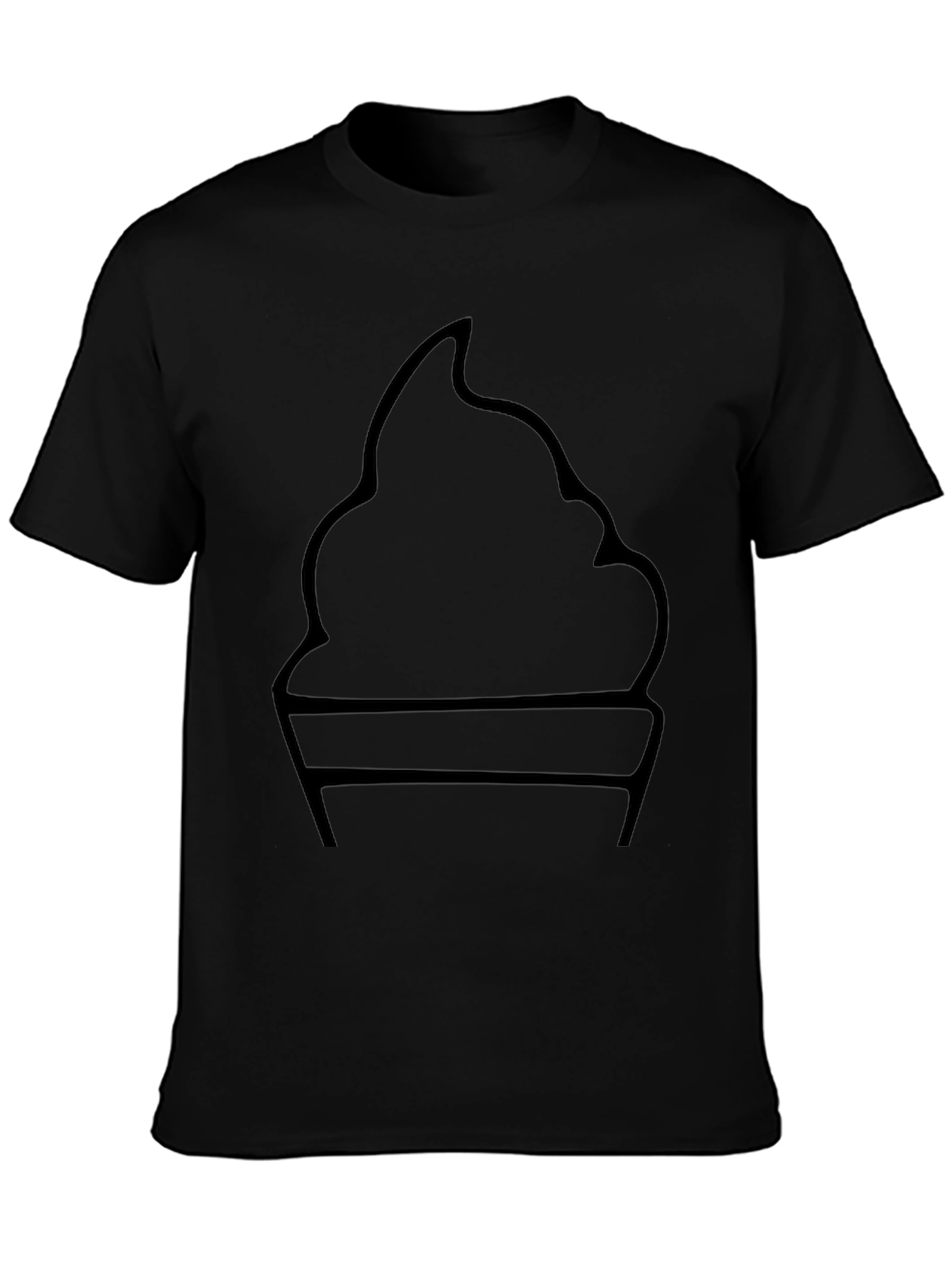 Minimalist Ice Cream Graphic Tee - Black