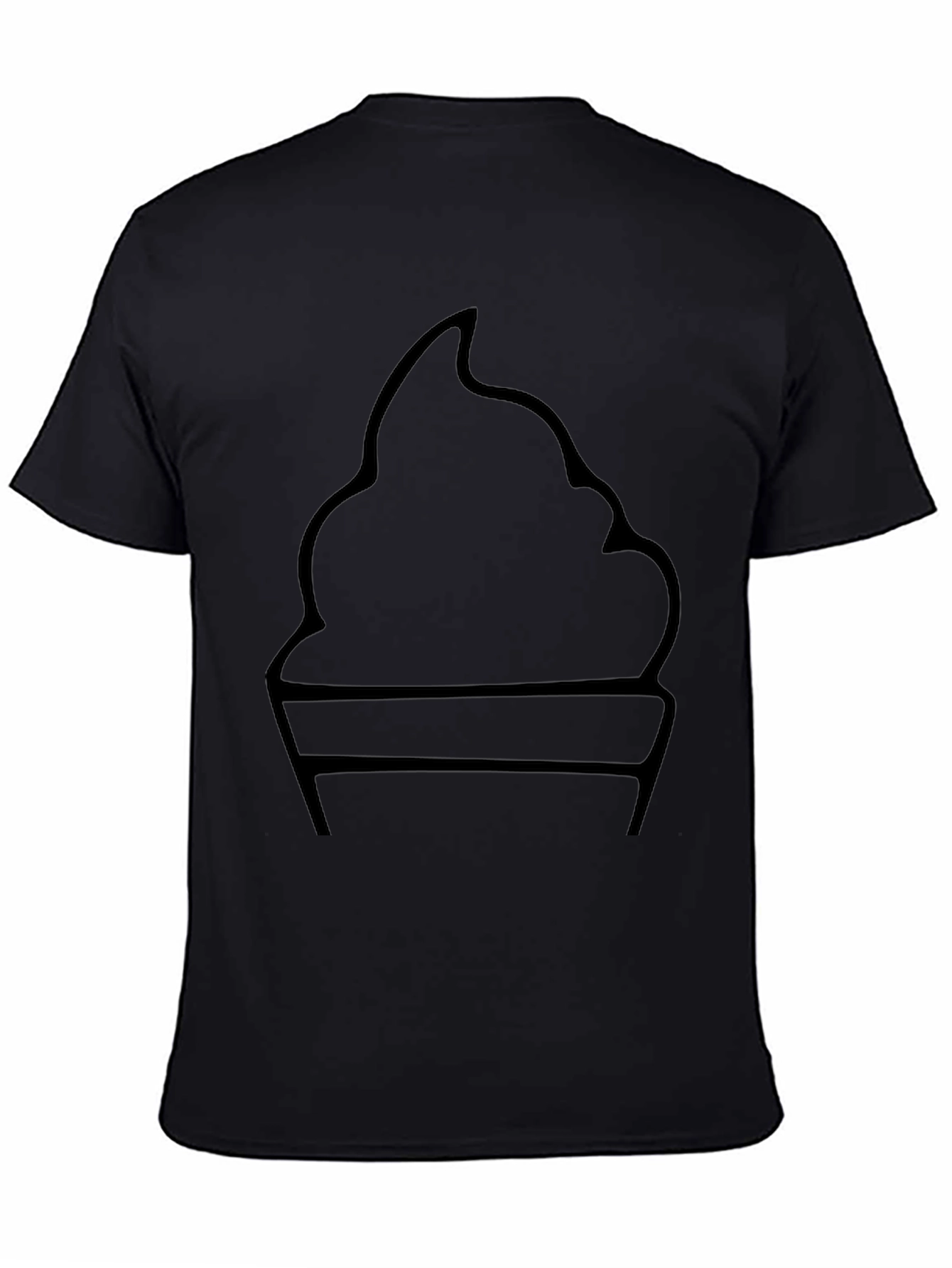 Minimalist Ice Cream Graphic Tee - Black