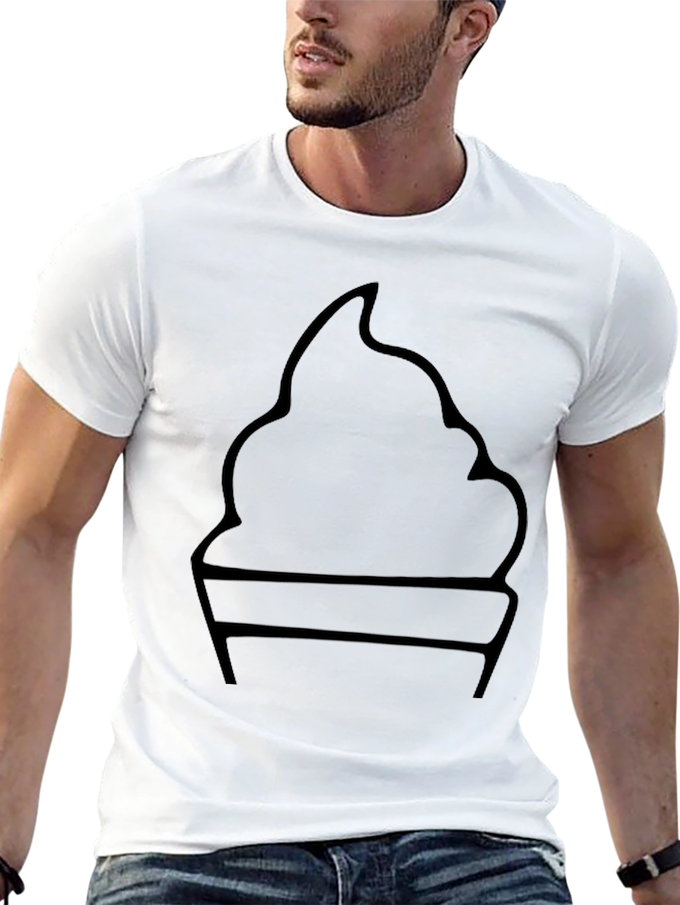 Minimalist Ice Cream Graphic Tee - Black