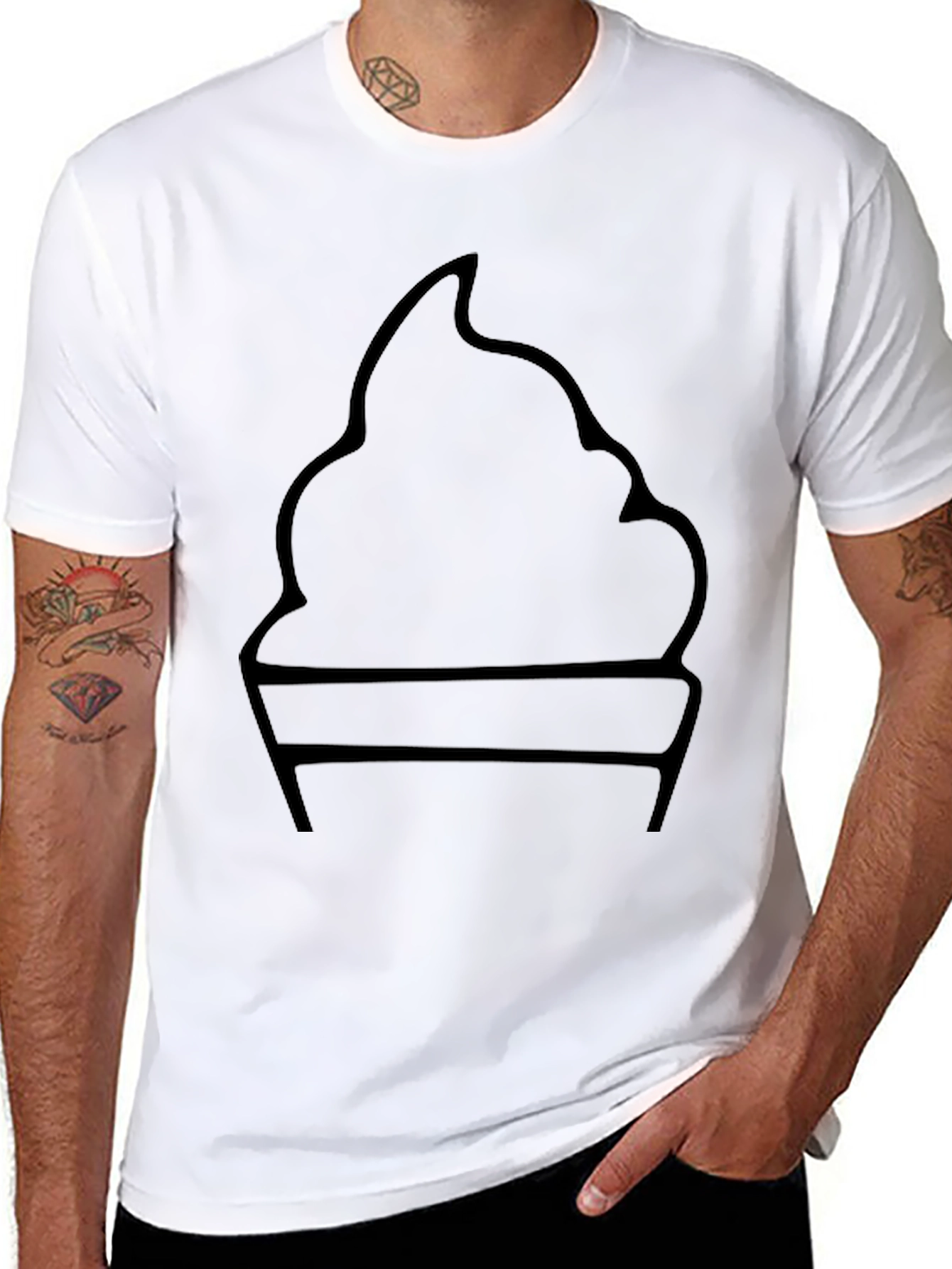 Minimalist Ice Cream Graphic Tee - Black