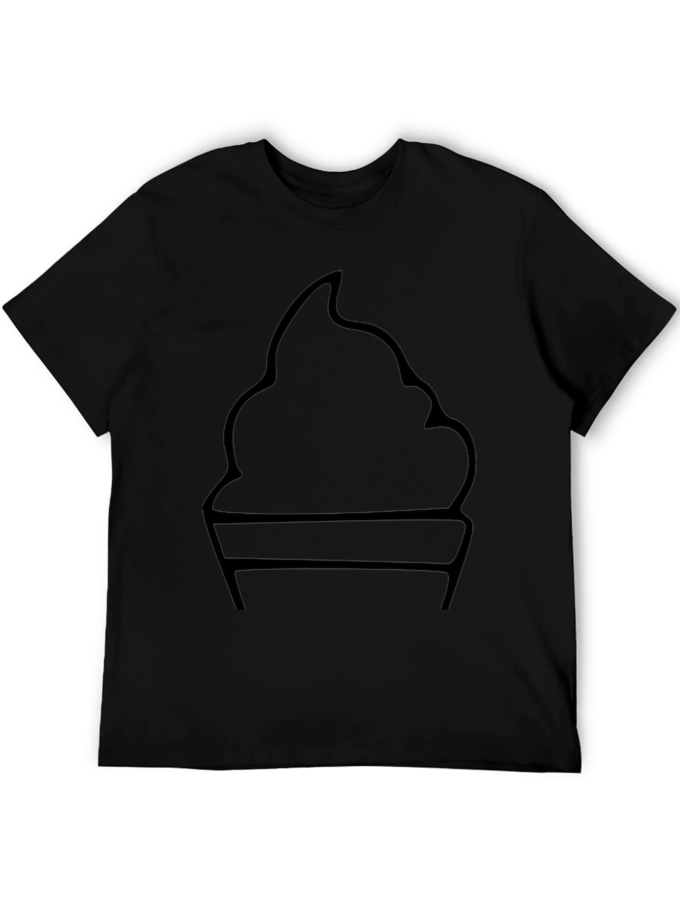 Minimalist Ice Cream Graphic Tee - Black