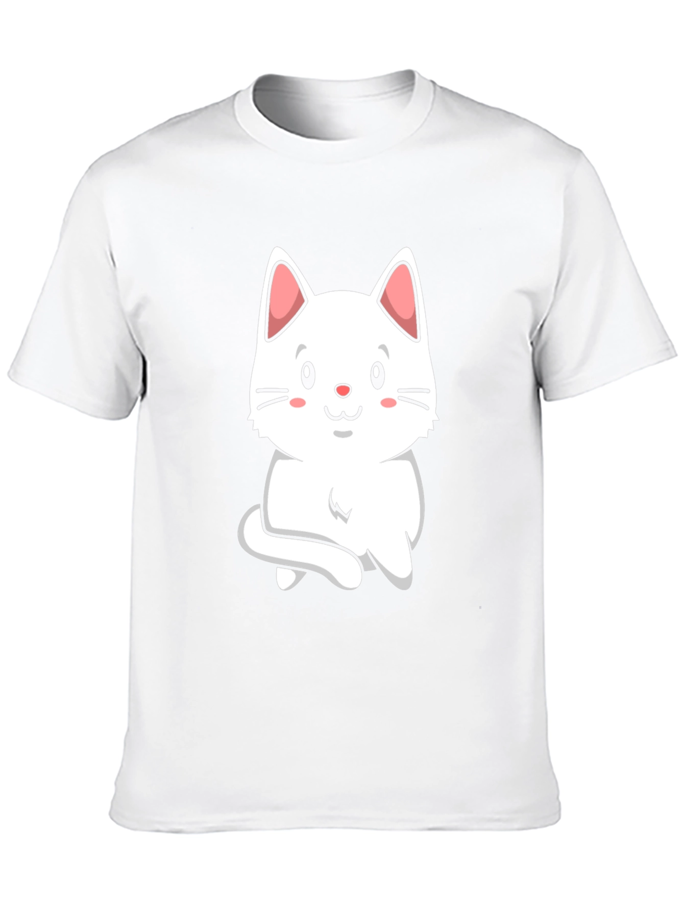 Cute Cat Graphic Tee - Black Cotton T-Shirt