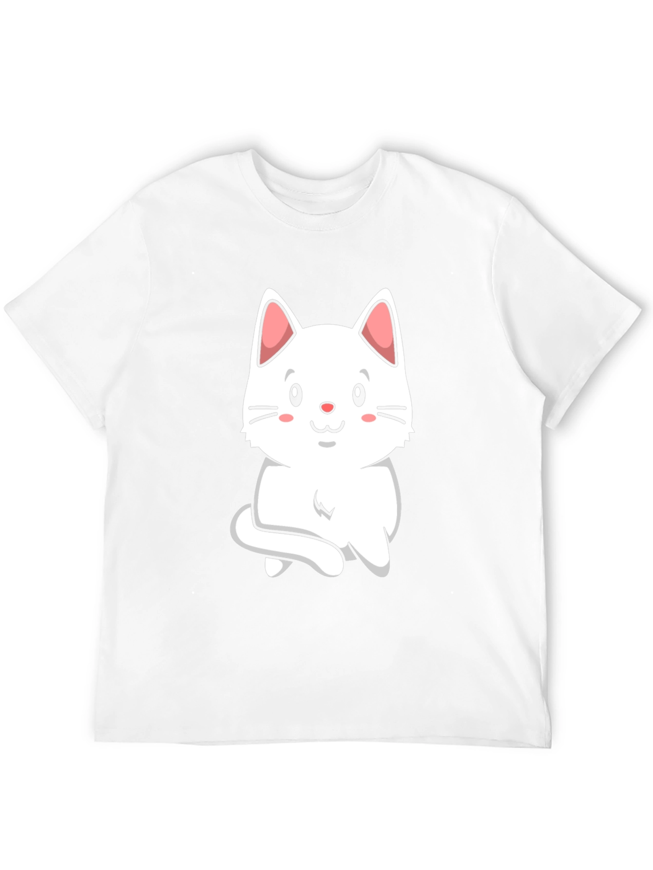 Cute Cat Graphic Tee - Black Cotton T-Shirt