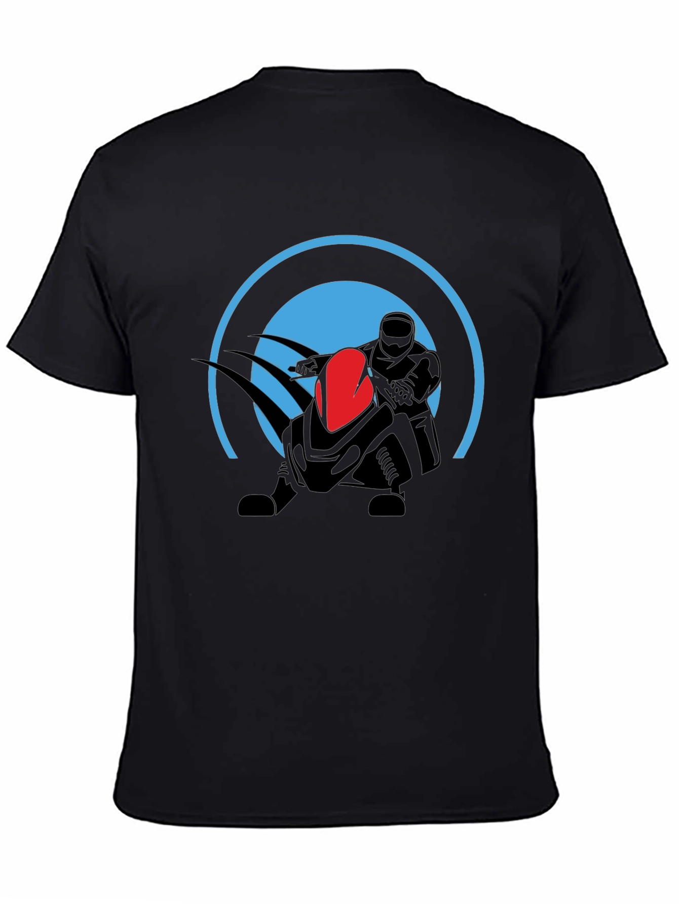 Black Graphic Tee: Futuristic Rider Design