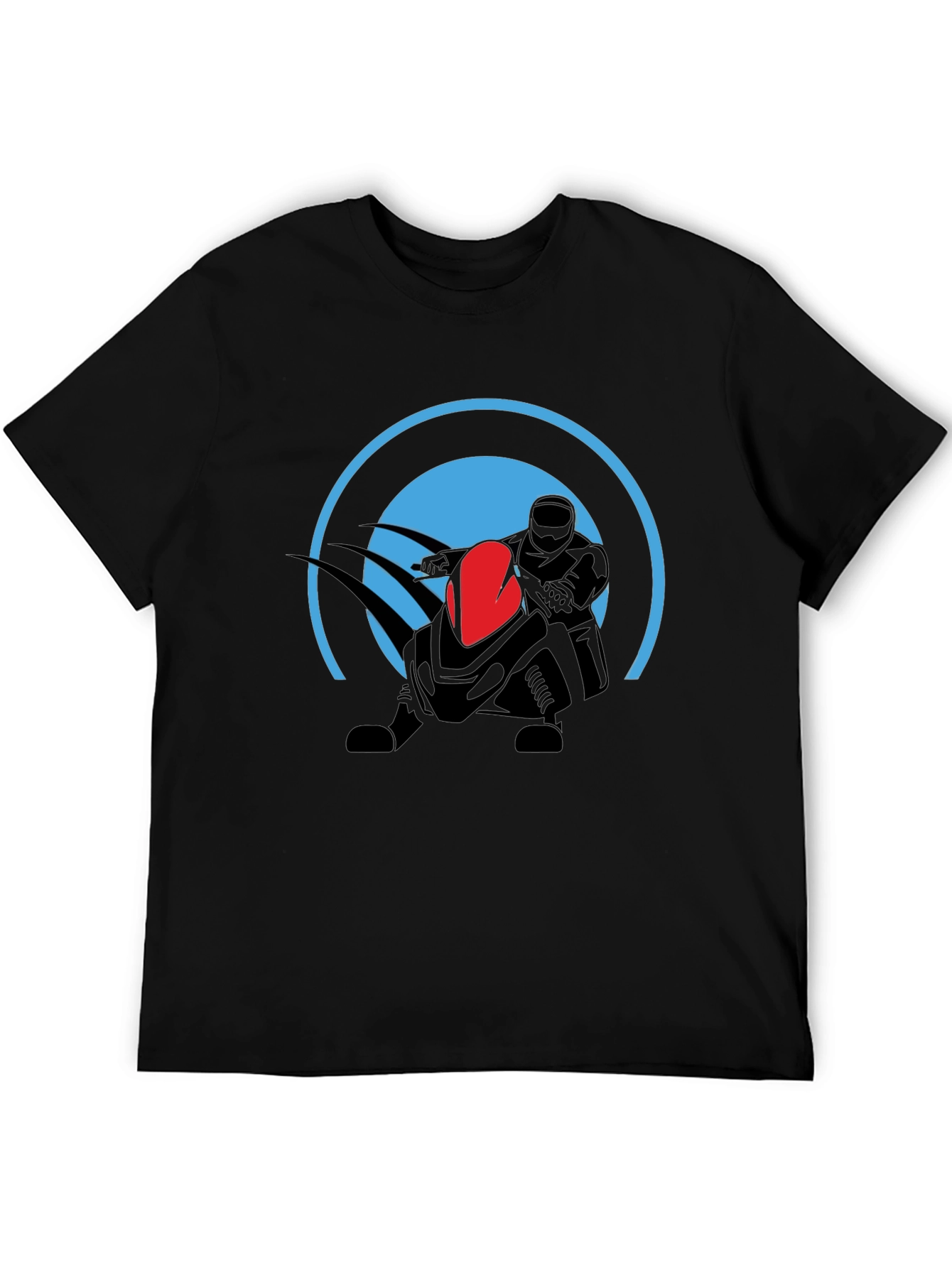 Black Graphic Tee: Futuristic Rider Design