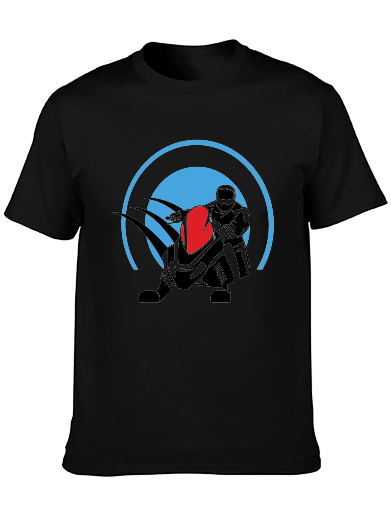 Black Graphic Tee: Futuristic Rider Design