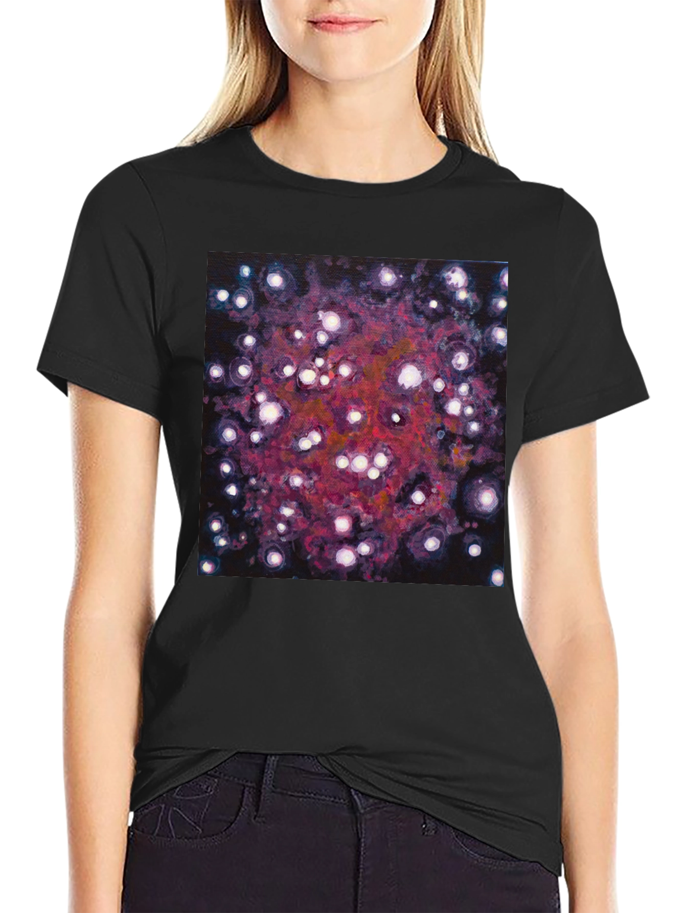 Abstract Galaxy Print Black T-Shirt