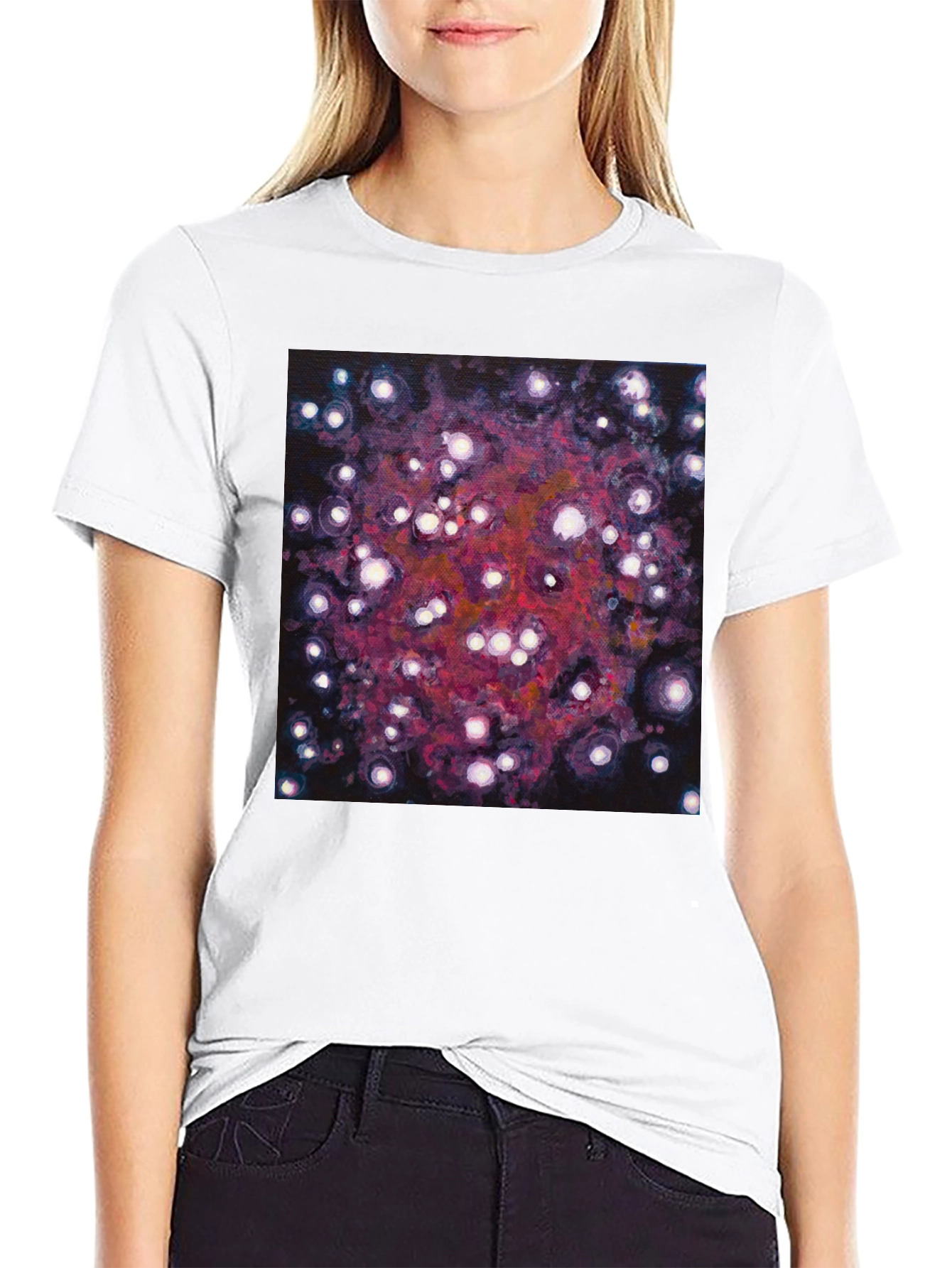 Abstract Galaxy Print Black T-Shirt