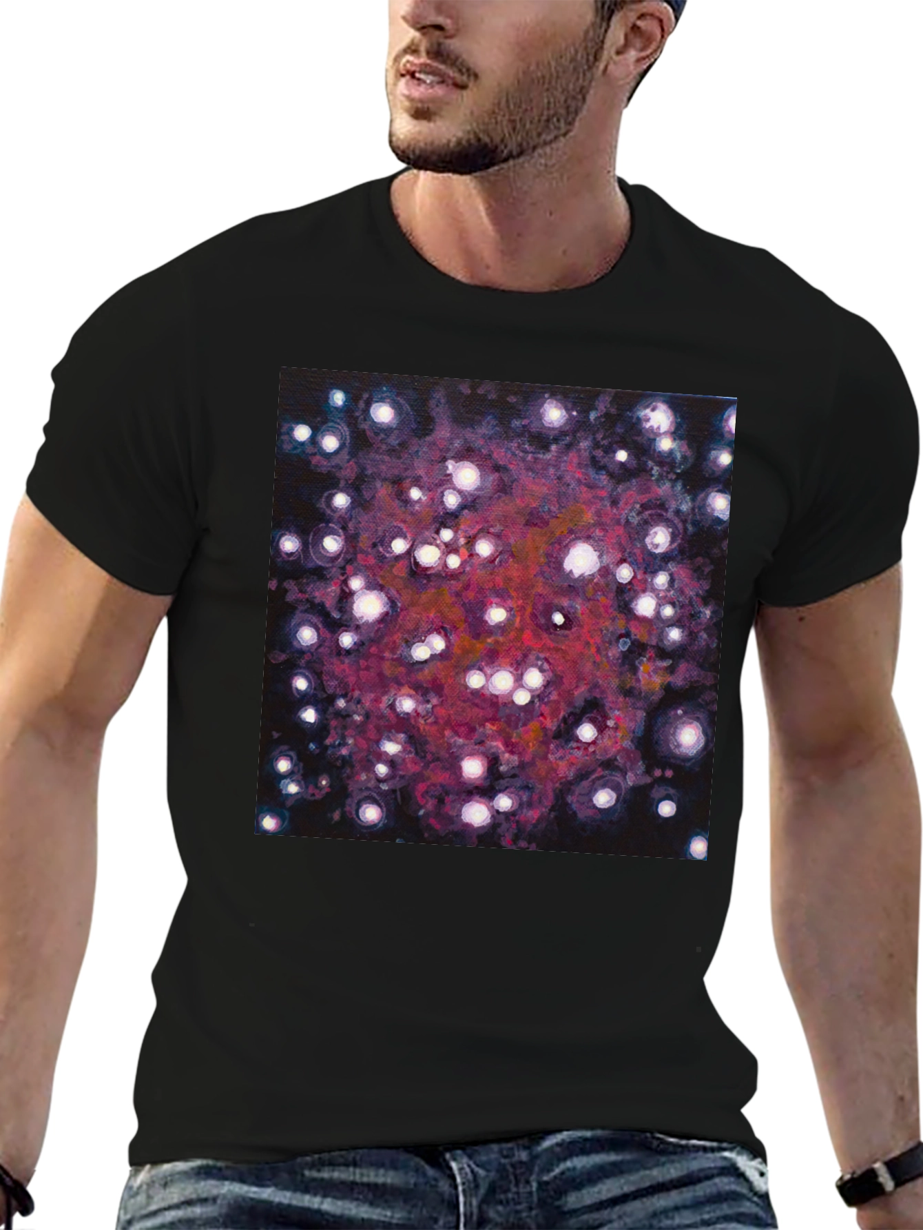 Abstract Galaxy Print Black T-Shirt