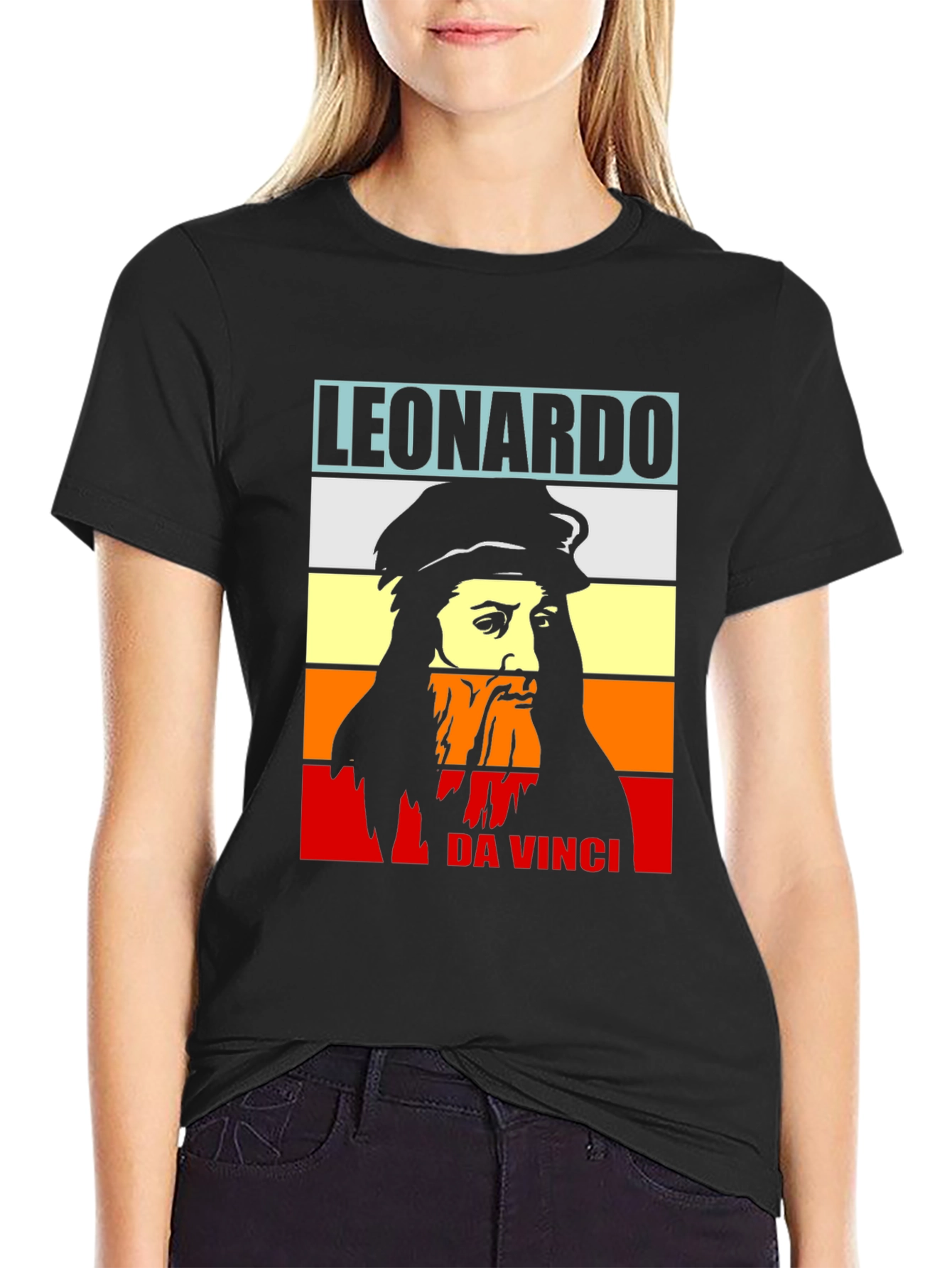 Leonardo Da Vinci T-Shirt Black Graphic Tee