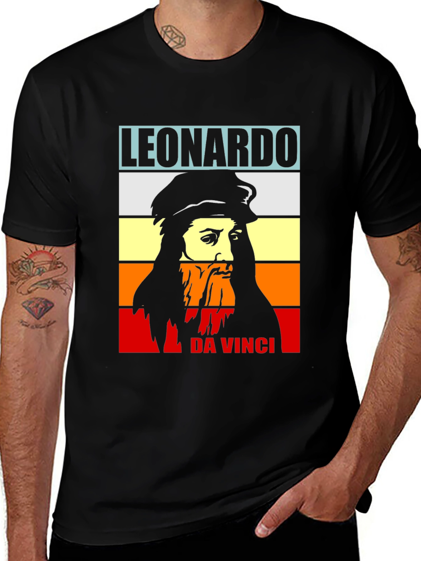 Leonardo Da Vinci T-Shirt Black Graphic Tee