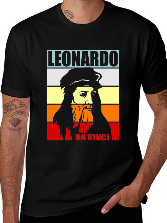Leonardo Da Vinci T-Shirt Black Graphic Tee