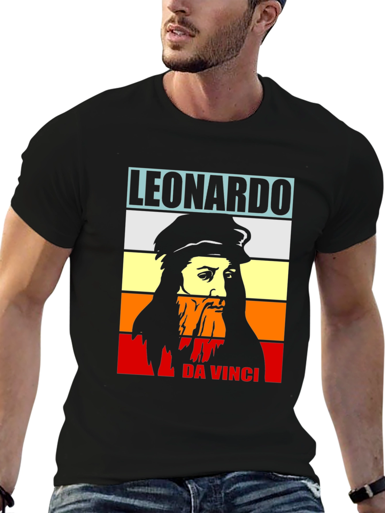 Leonardo Da Vinci T-Shirt Black Graphic Tee