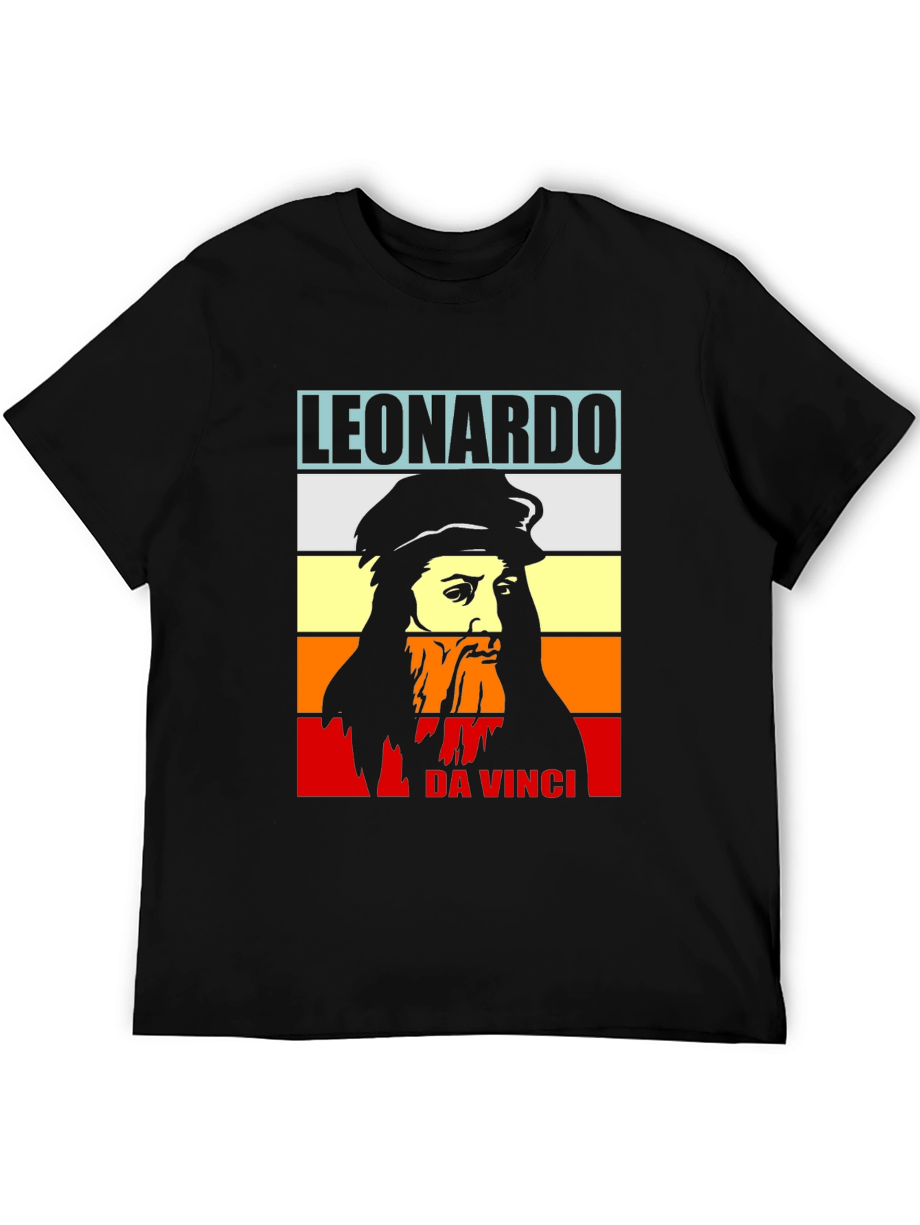 Leonardo Da Vinci T-Shirt Black Graphic Tee