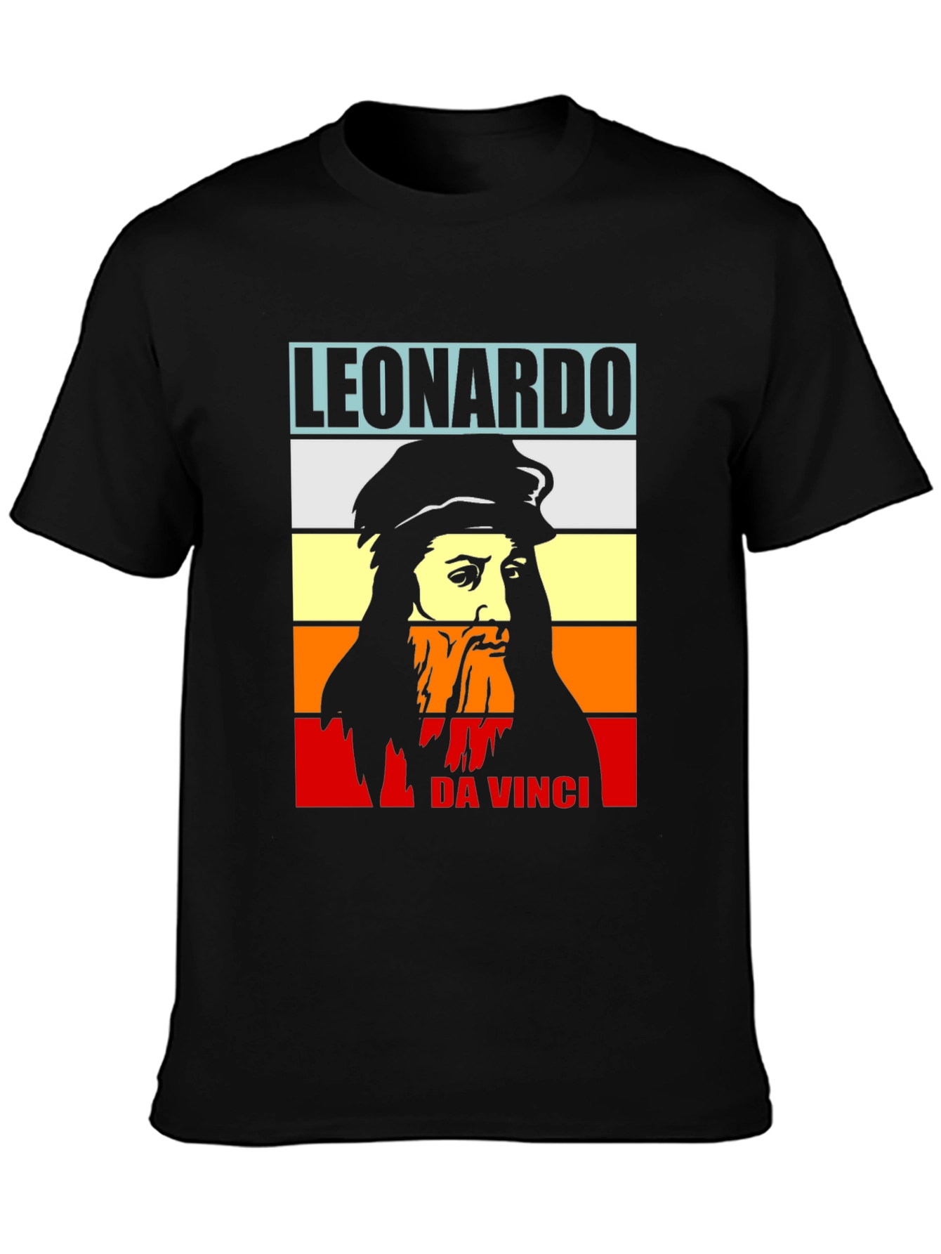 Leonardo Da Vinci T-Shirt Black Graphic Tee