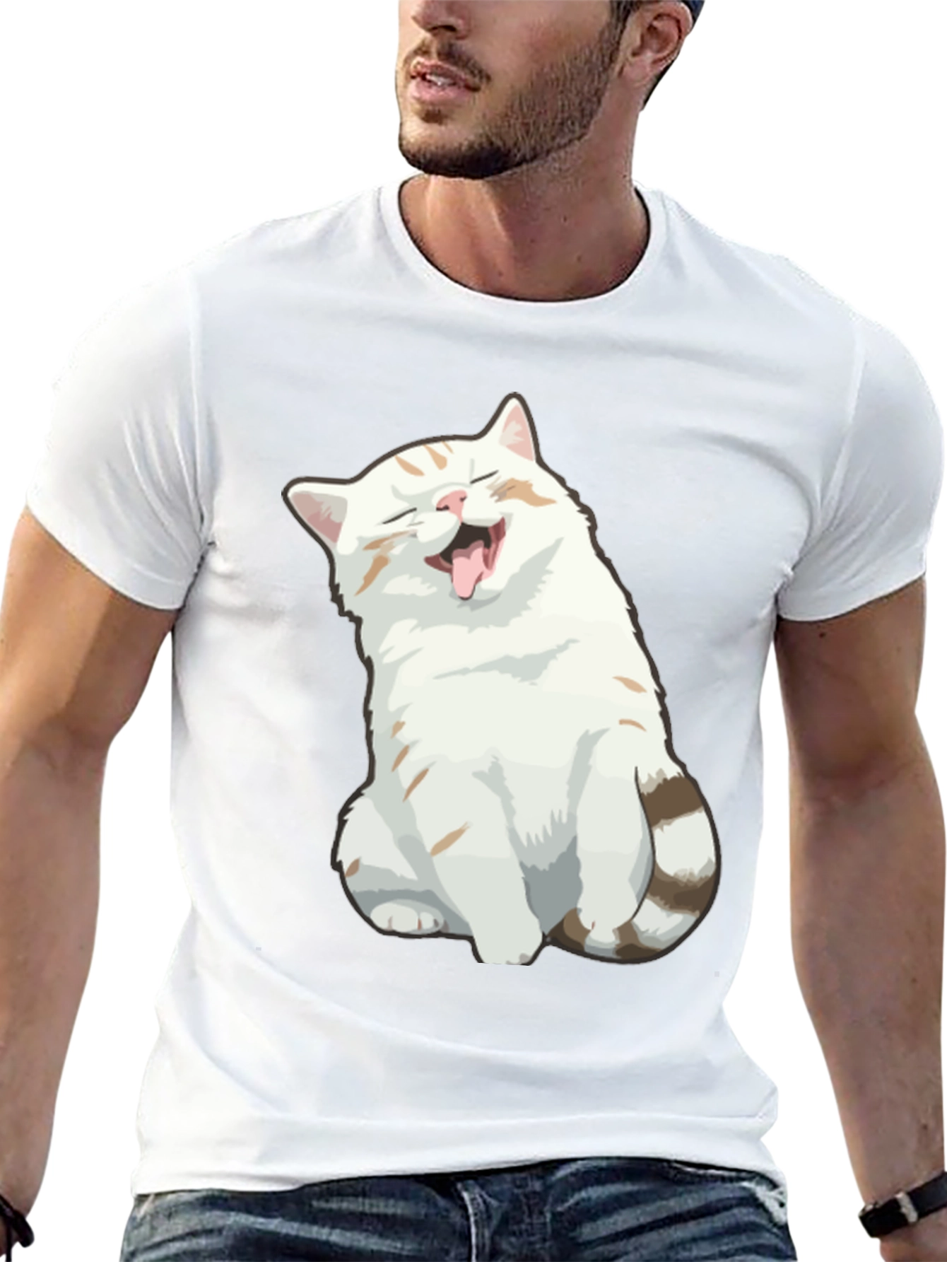 Funny Cat Graphic Tee - Soft Cotton Black T-Shirt