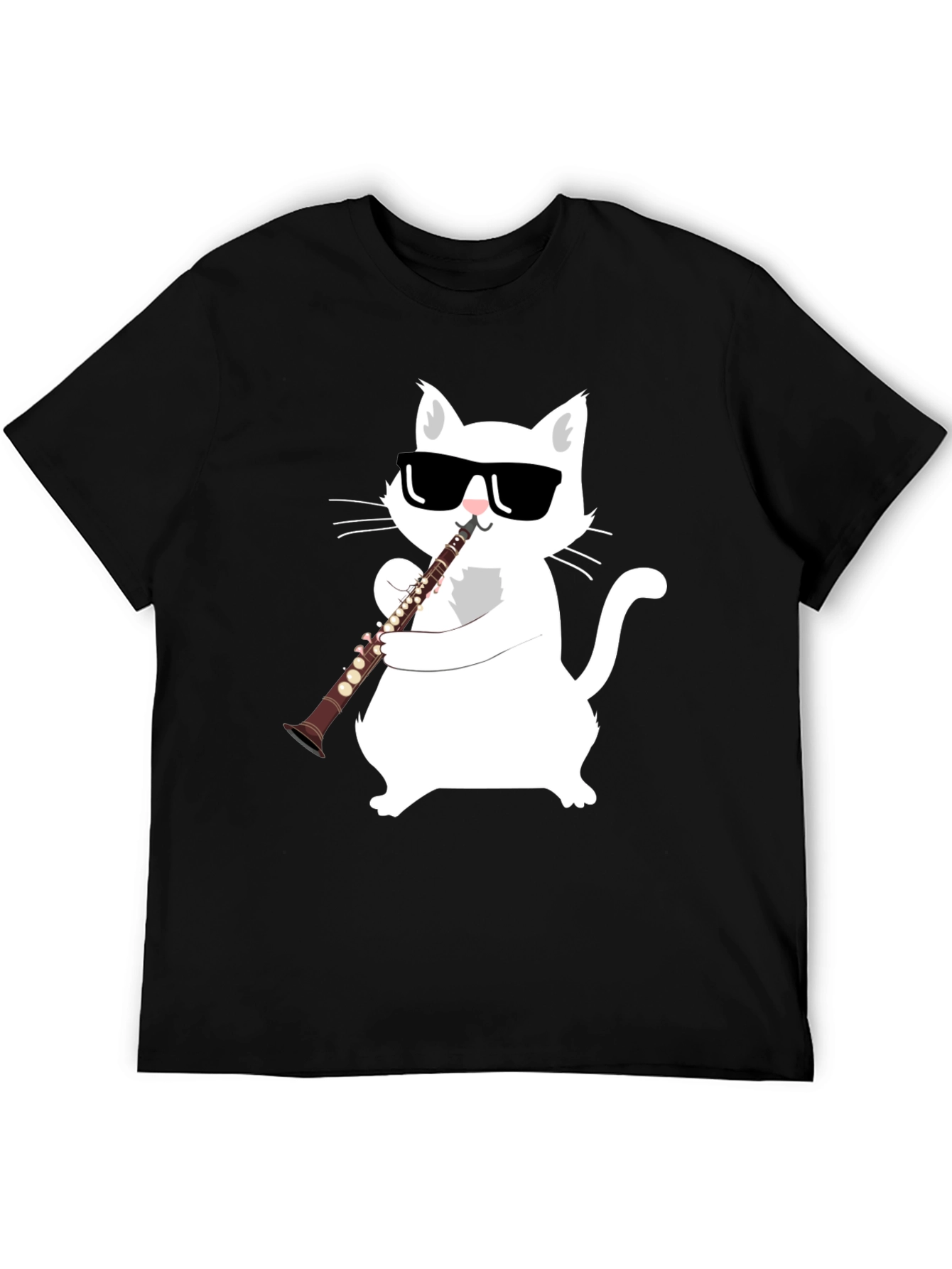 Cool Cat Clarinet Player Graphic Tee