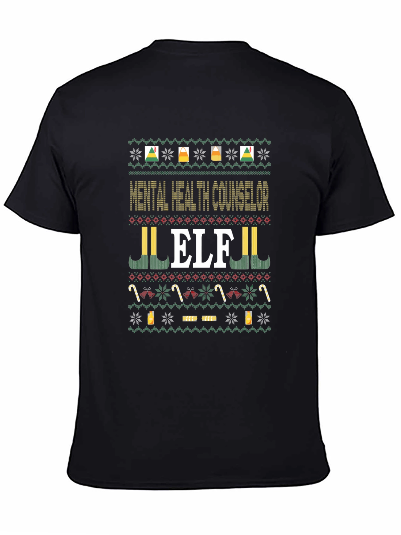 Mental Health Counselor Elf Ugly Christmas Sweater T-Shirt