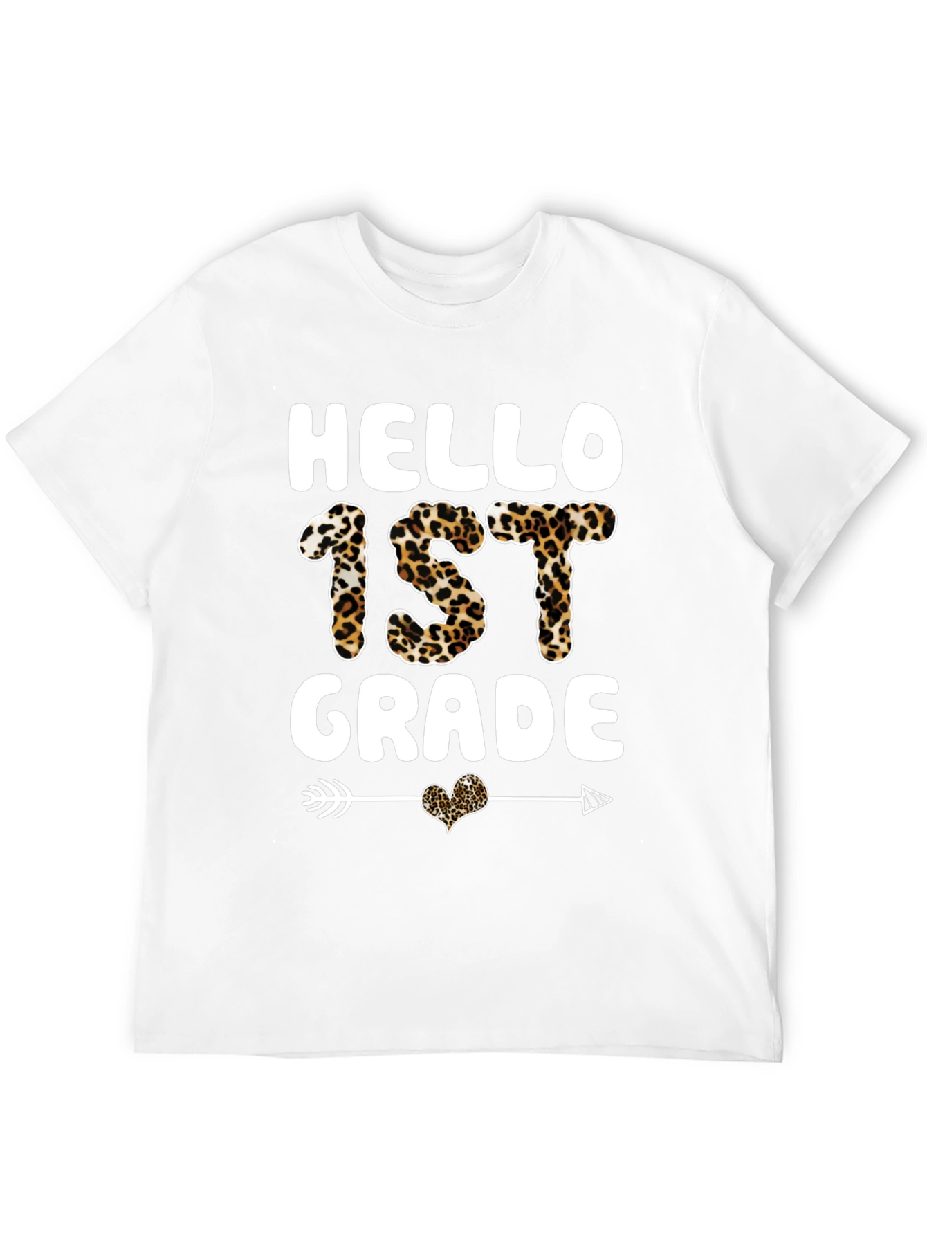Hello 1st Grade Leopard Print Tee