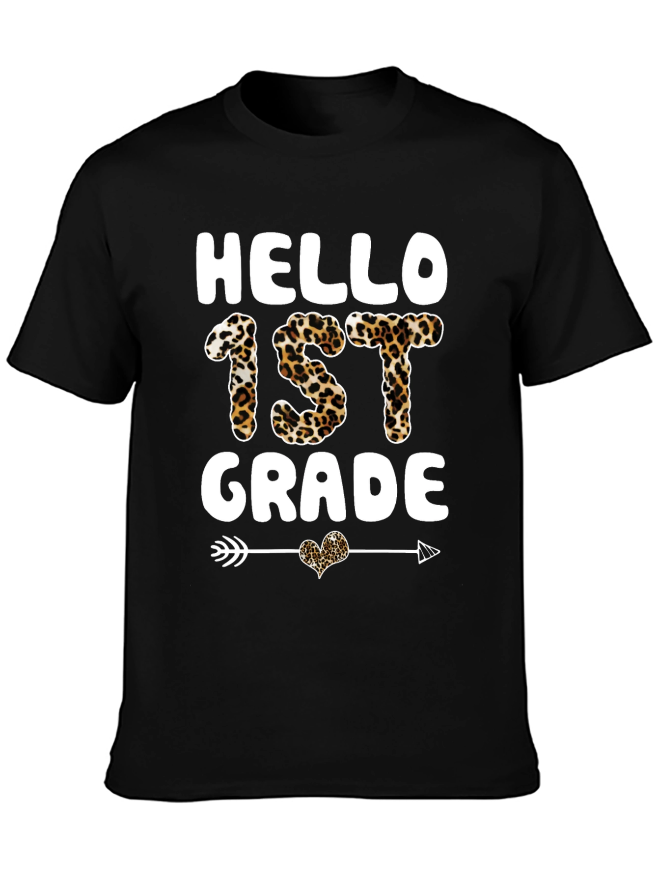 Hello 1st Grade Leopard Print Tee