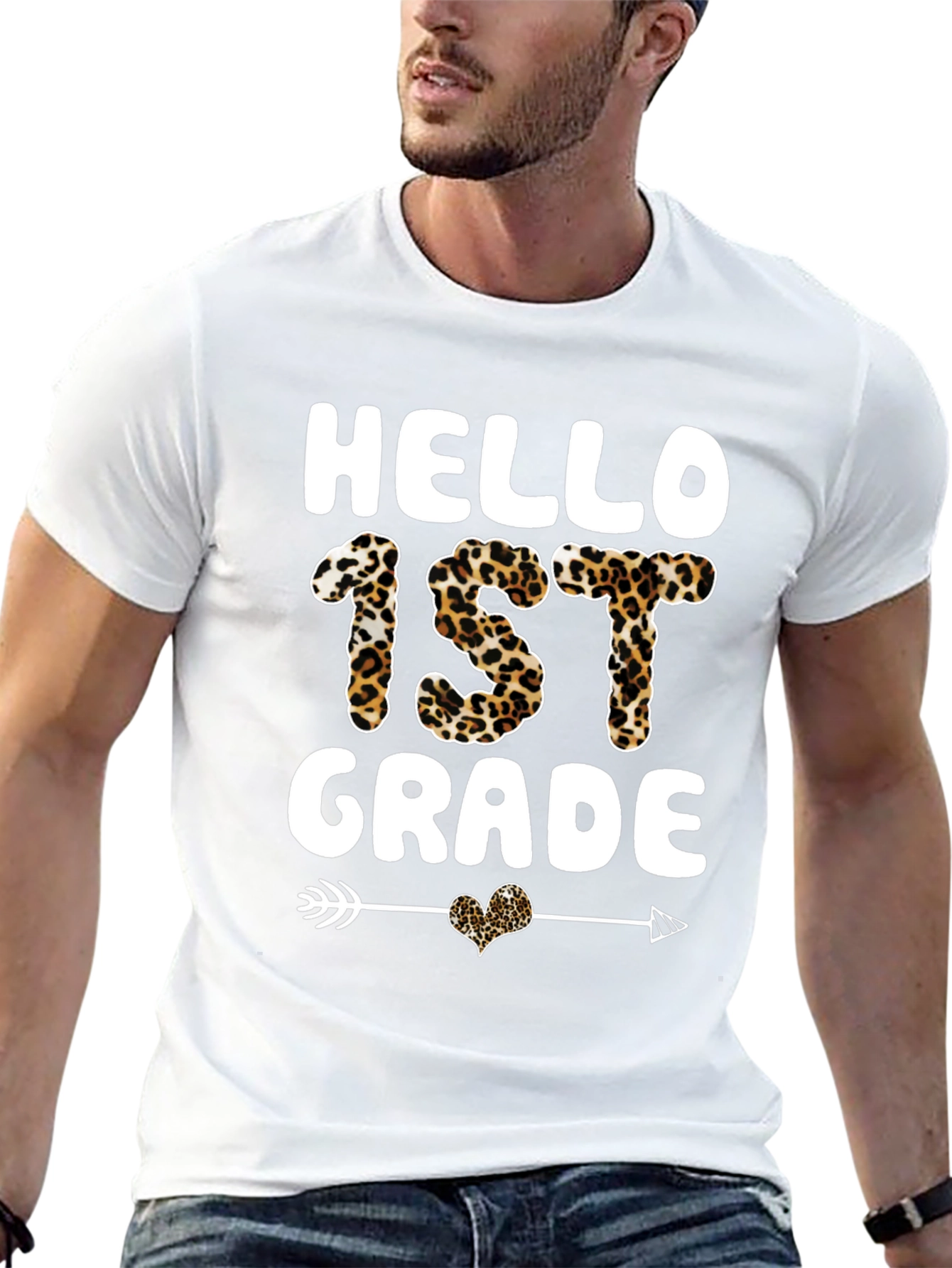 Hello 1st Grade Leopard Print Tee