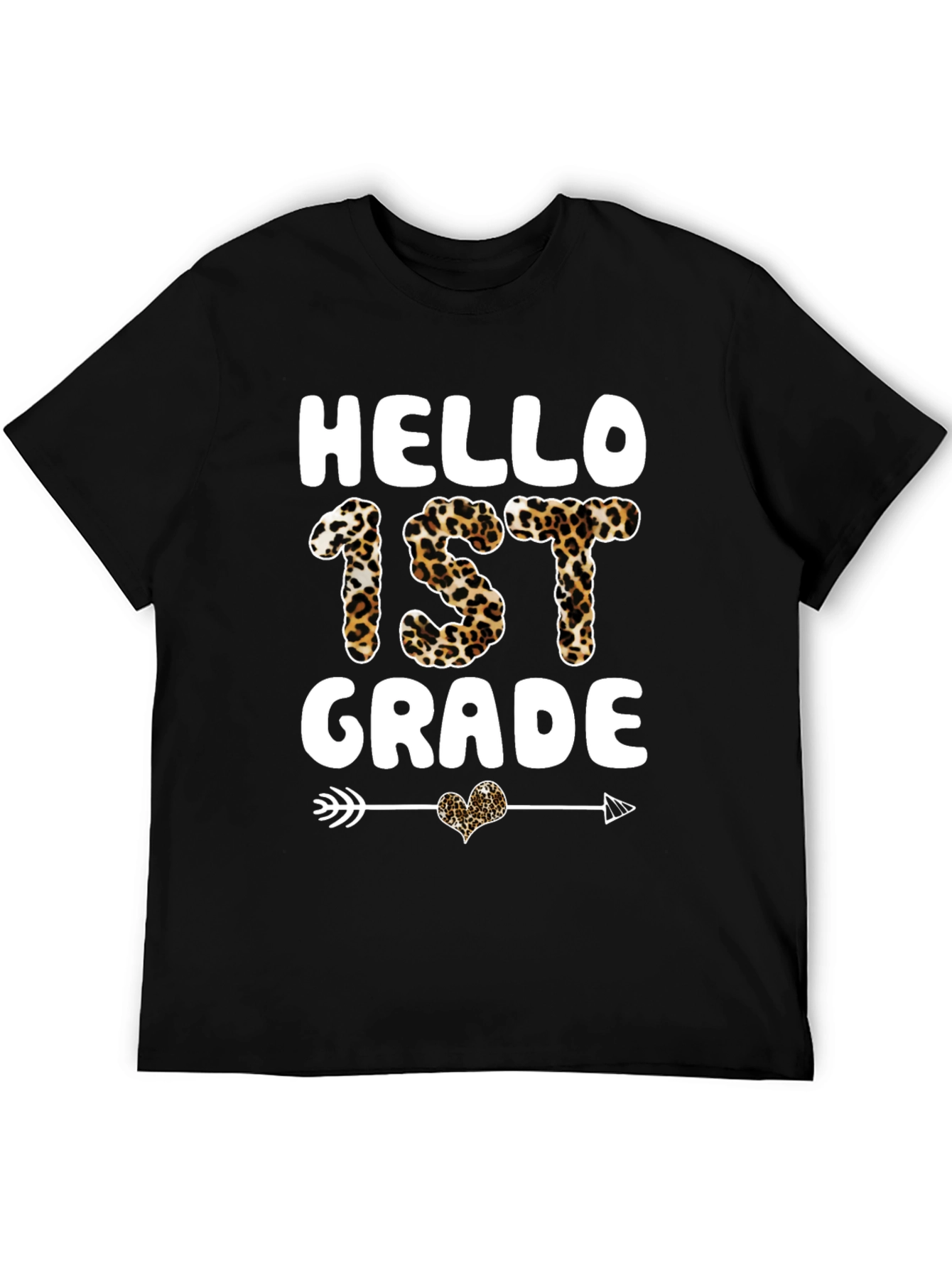 Hello 1st Grade Leopard Print Tee