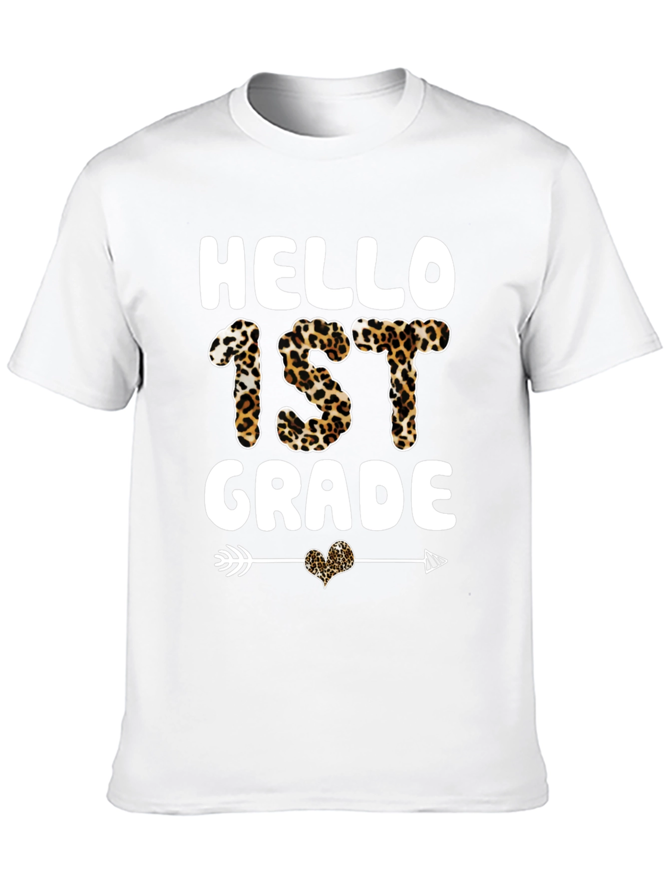 Hello 1st Grade Leopard Print Tee