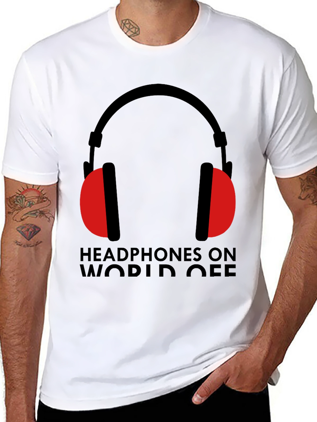 Headphones On World Off Graphic Tee