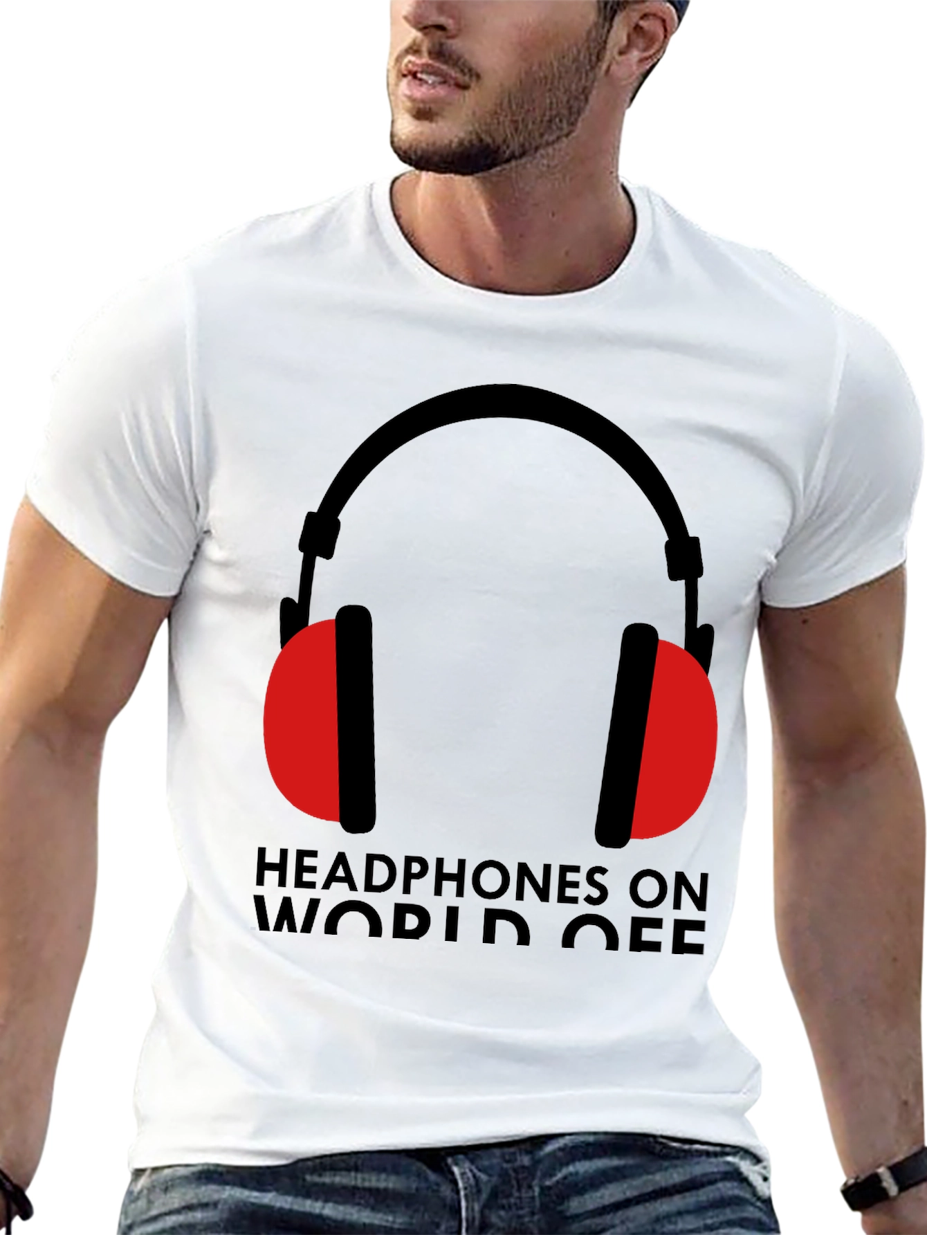 Headphones On World Off Graphic Tee