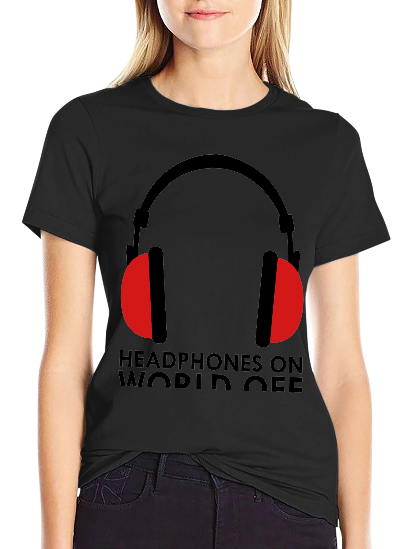 Headphones On World Off Graphic Tee