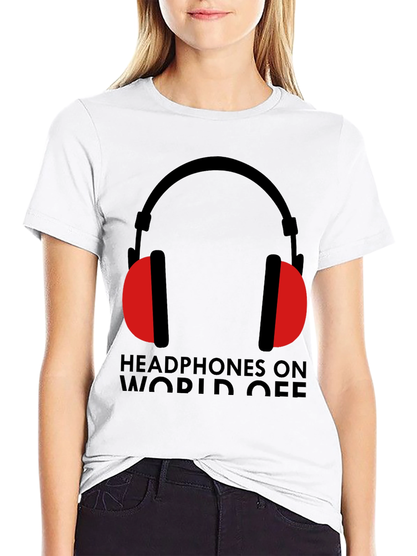 Headphones On World Off Graphic Tee