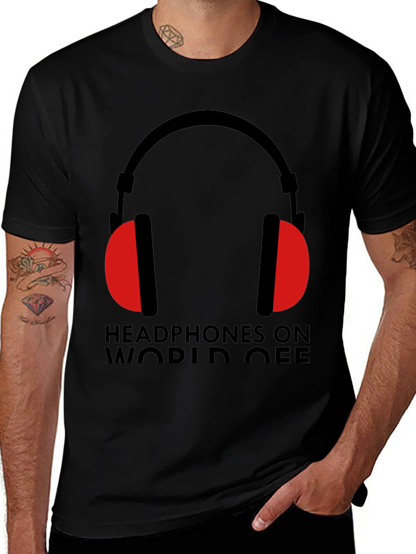 Headphones On World Off Graphic Tee