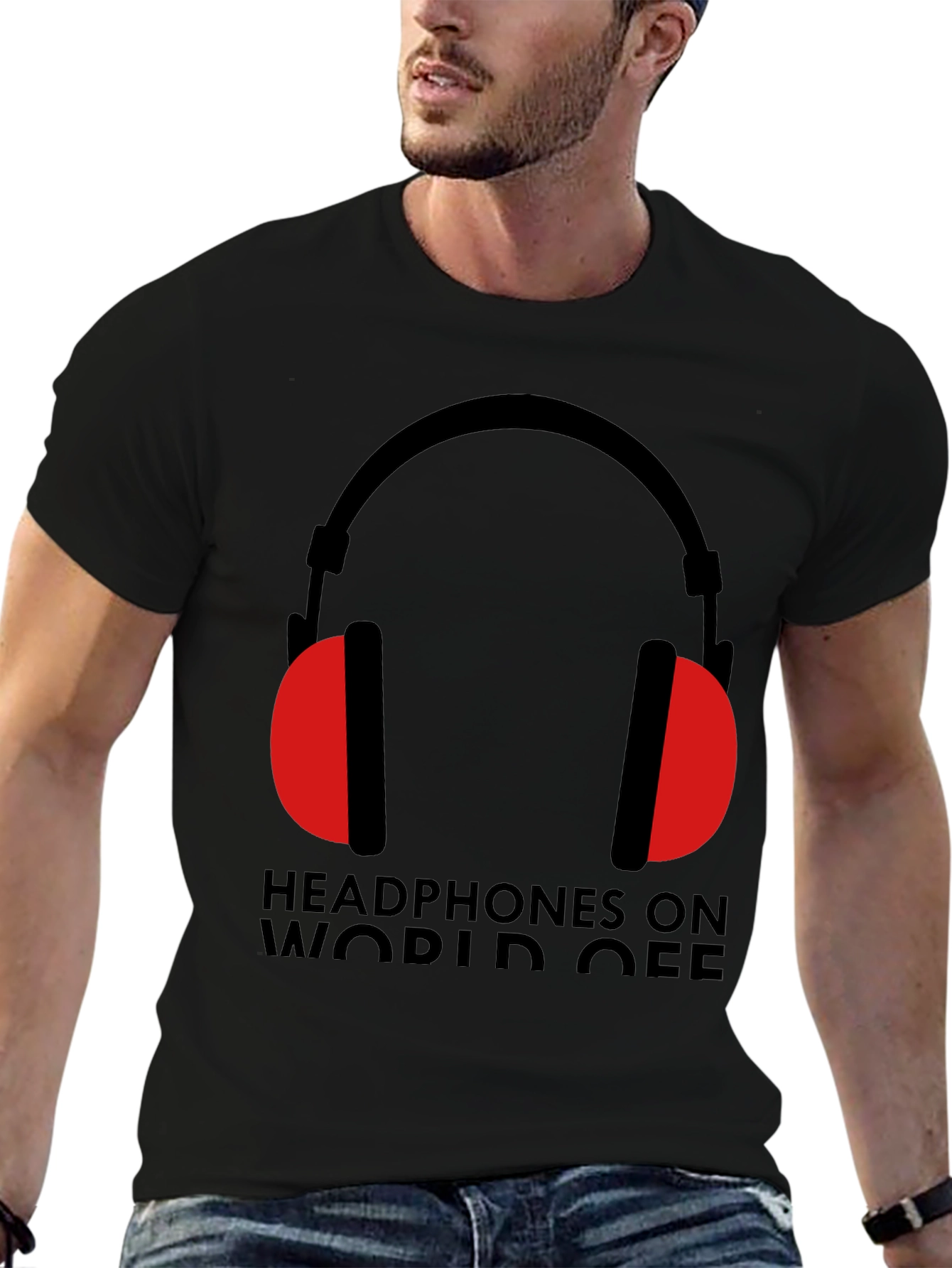 Headphones On World Off Graphic Tee