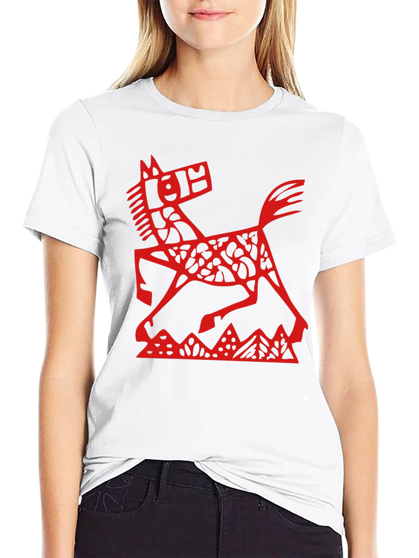 Red Horse Graphic Black T-Shirt