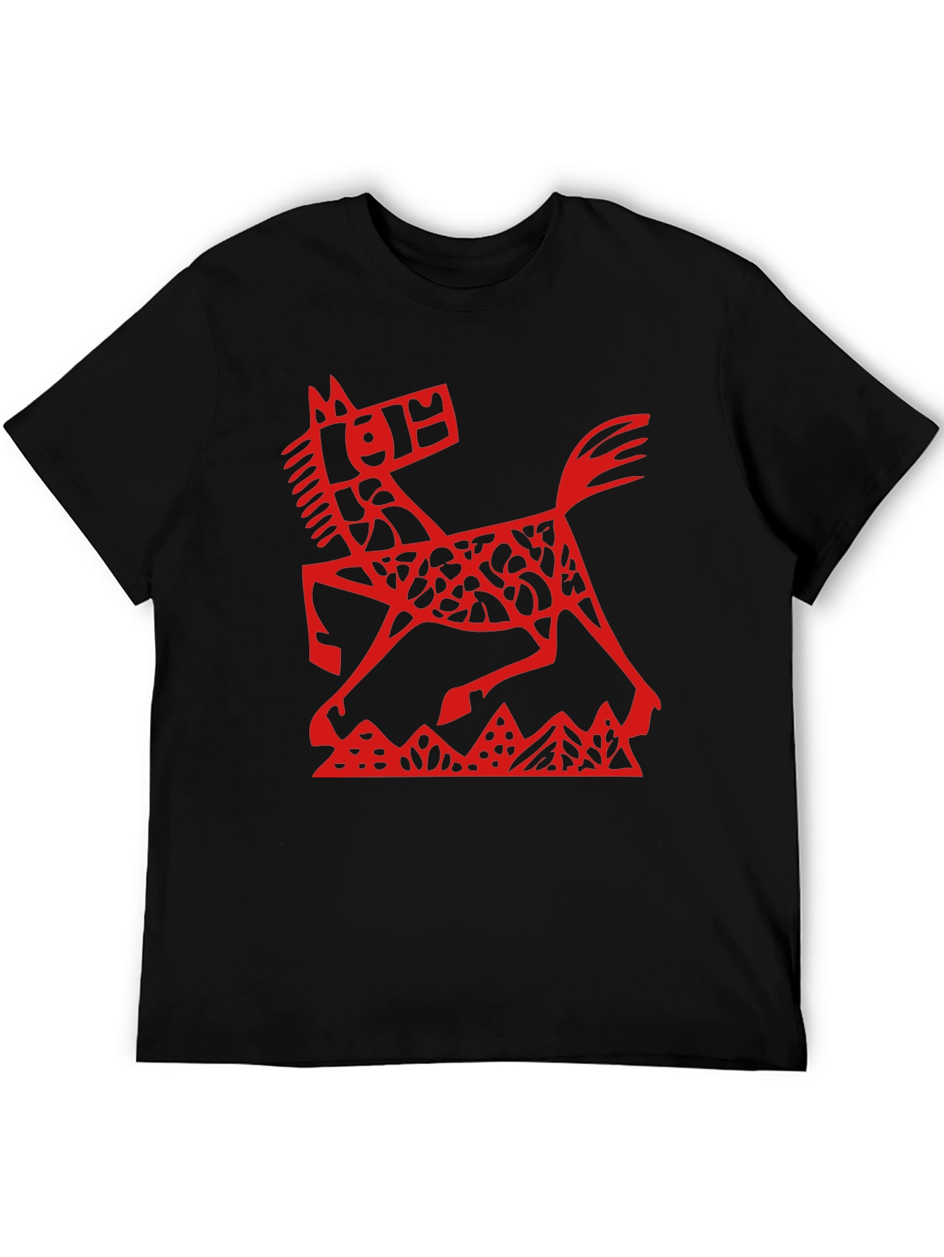 Red Horse Graphic Black T-Shirt