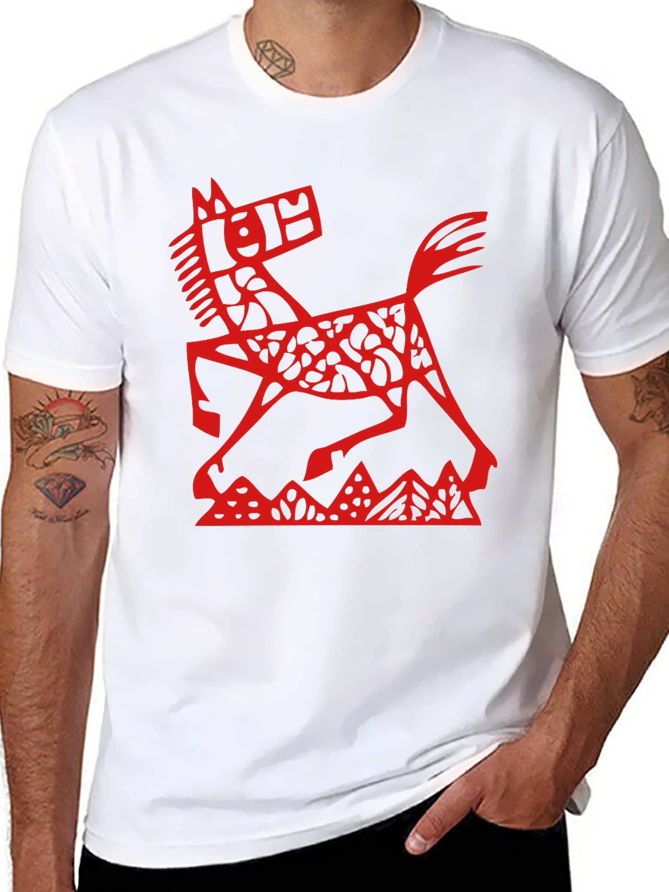 Red Horse Graphic Black T-Shirt