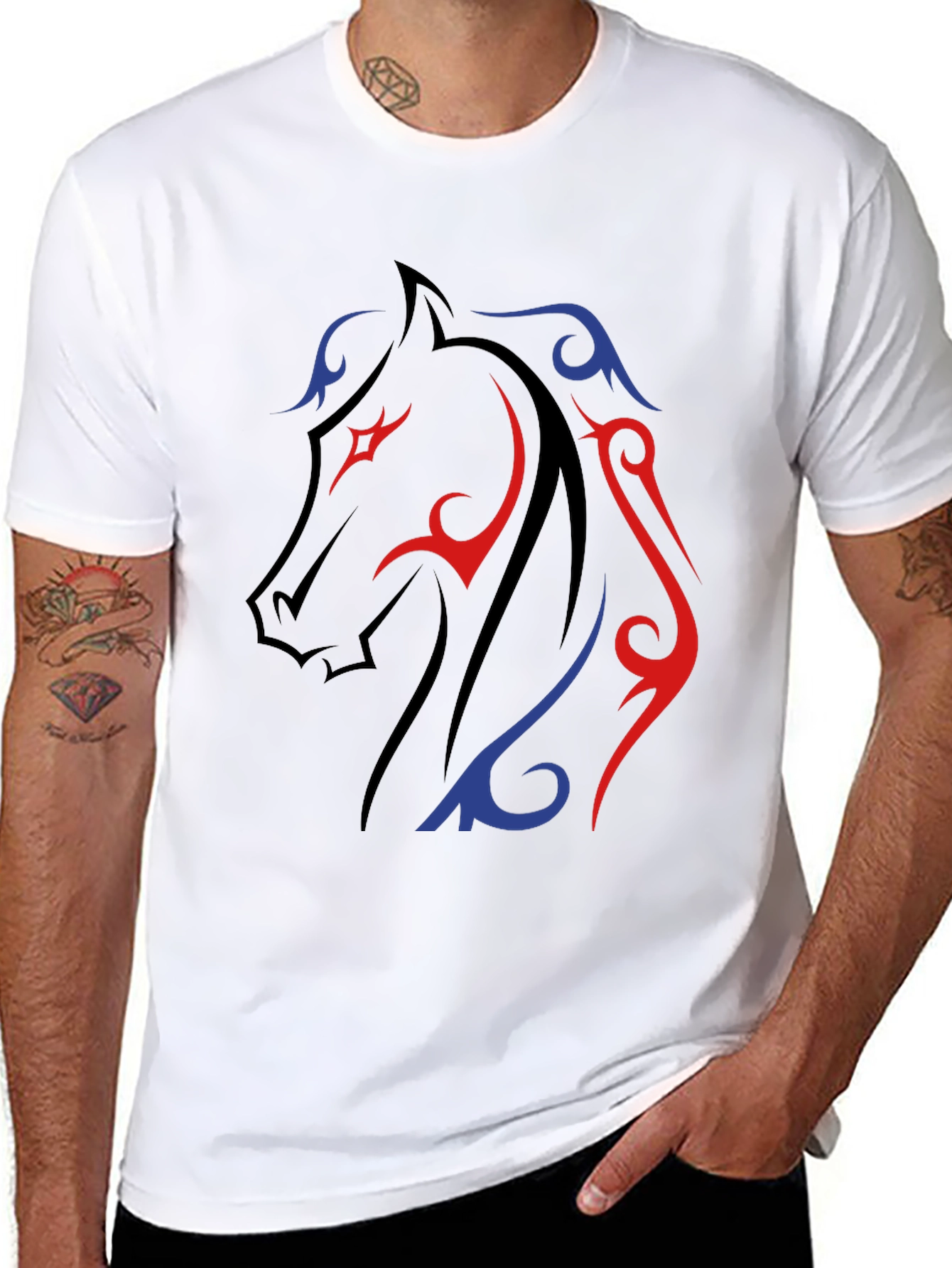Tribal Horse Graphic Tee - Black