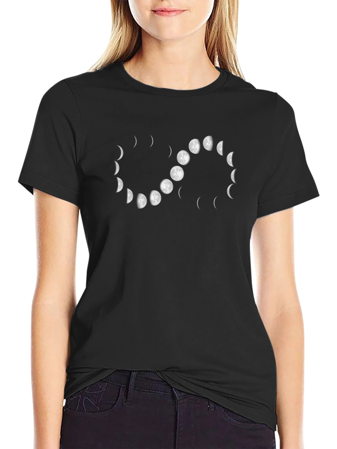 Phases of the Moon Black Graphic Tee