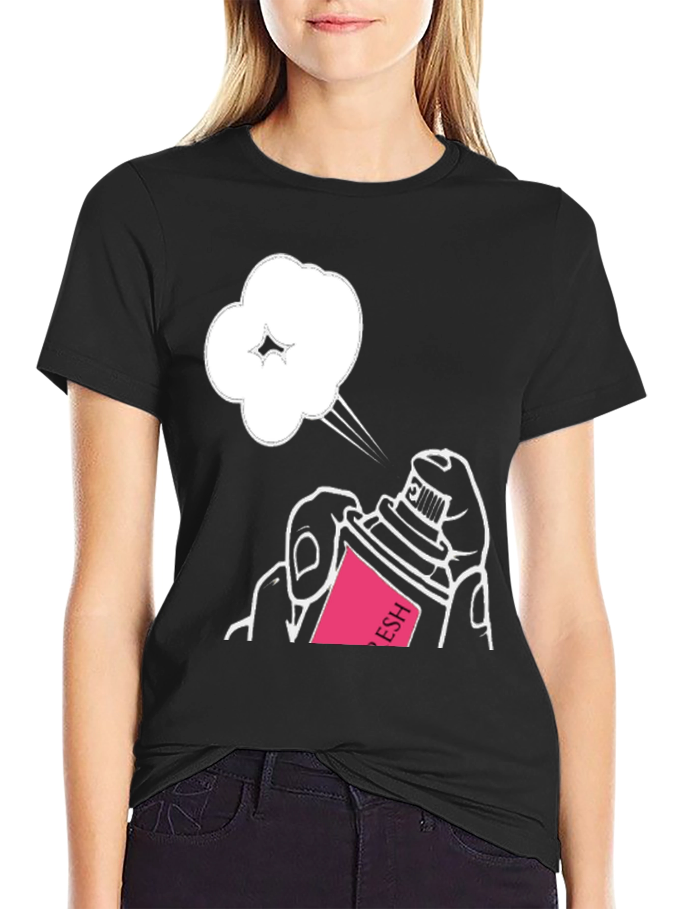 Spray Paint Cloud Graphic Black T-Shirt